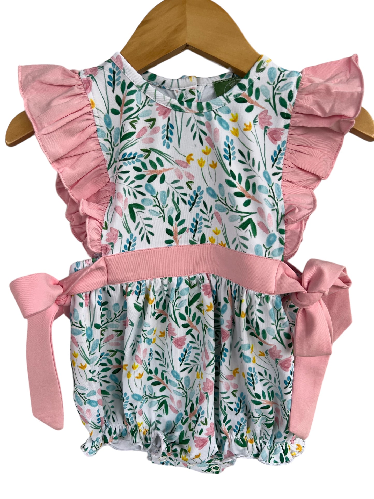 Bermuda Floral Side Tie Bubble Pink Trim