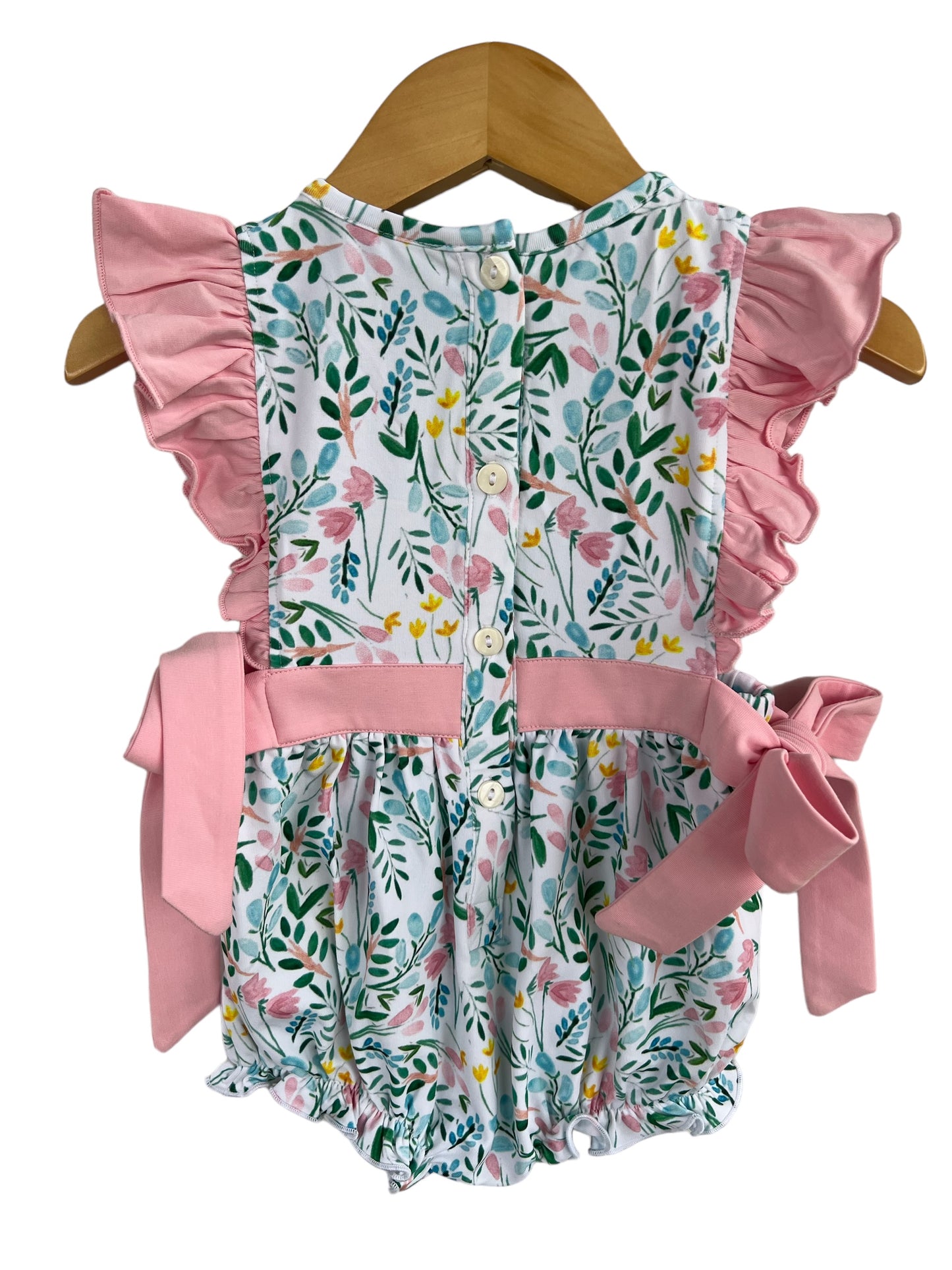 Bermuda Floral Side Tie Bubble Pink Trim