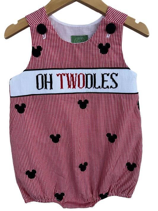 Boy “Oh Twodles” Hand Smocked Birthday Bubble