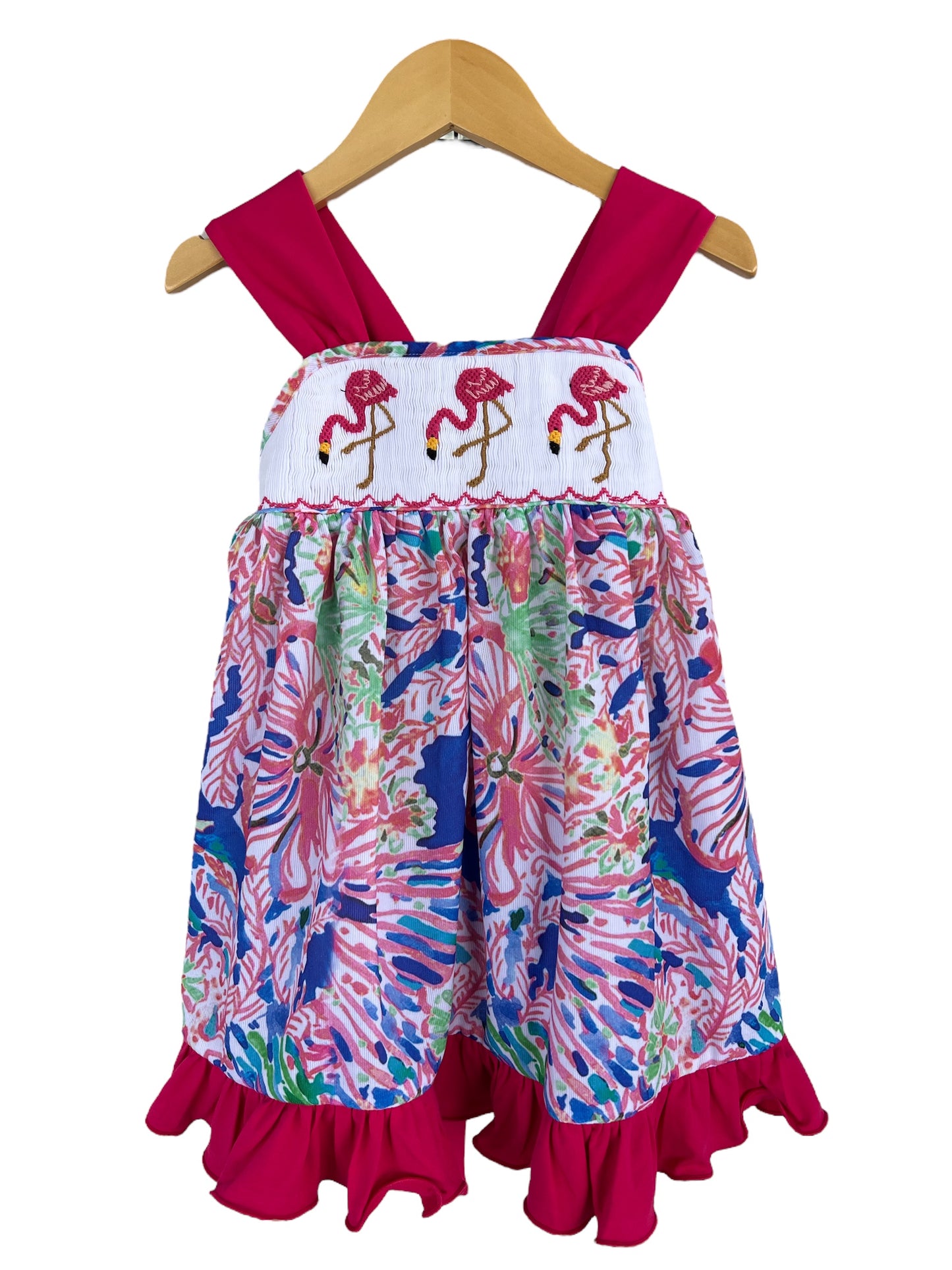 Flamingo Hand Smocked Whimsical Sundress