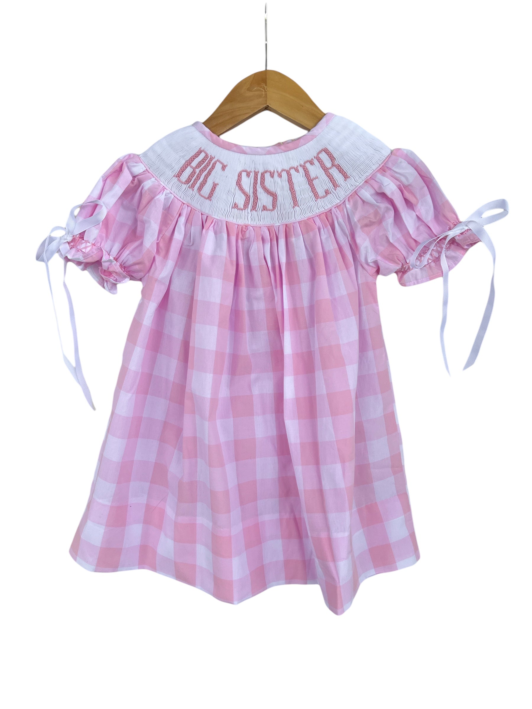 Big Sister Hand Smocked Pink Gingham Dress | Matching Sibling Outfit Big Sister Hand Smocked Pink Gingham Dress | Matching Sibling Outfit