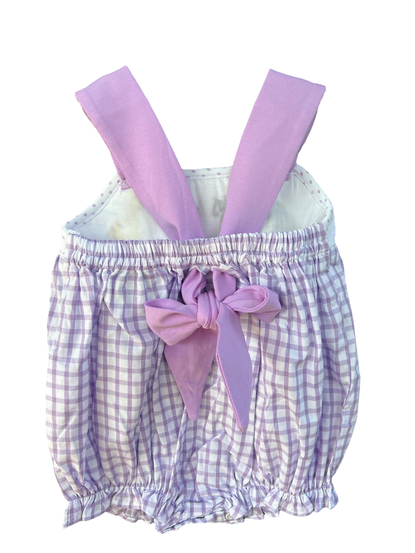 Zoo Smocked Purple Gingham Bubble