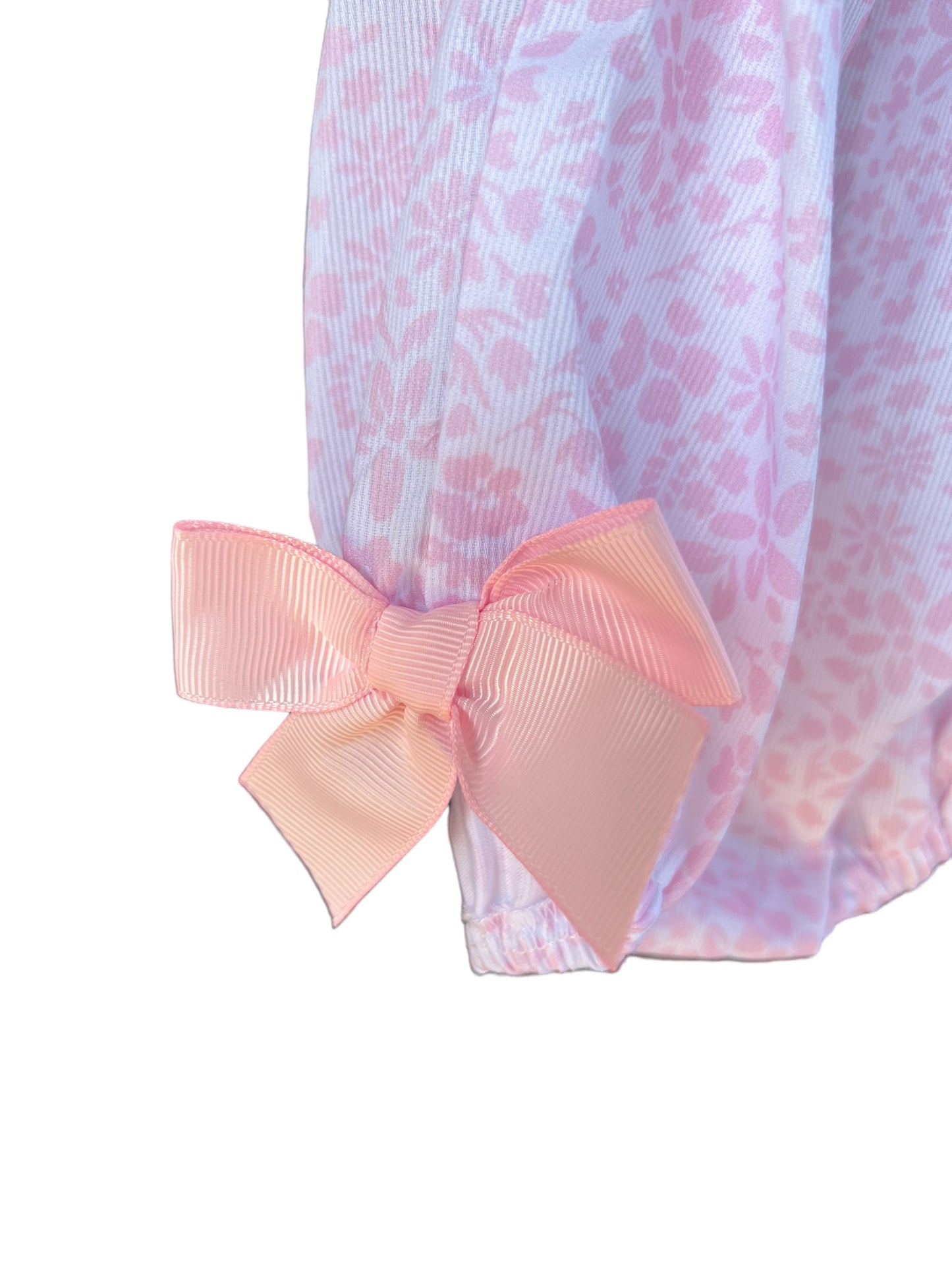 Girls Hand Smocked Thanksgiving Turkey Bubble Romper-Pink Floral