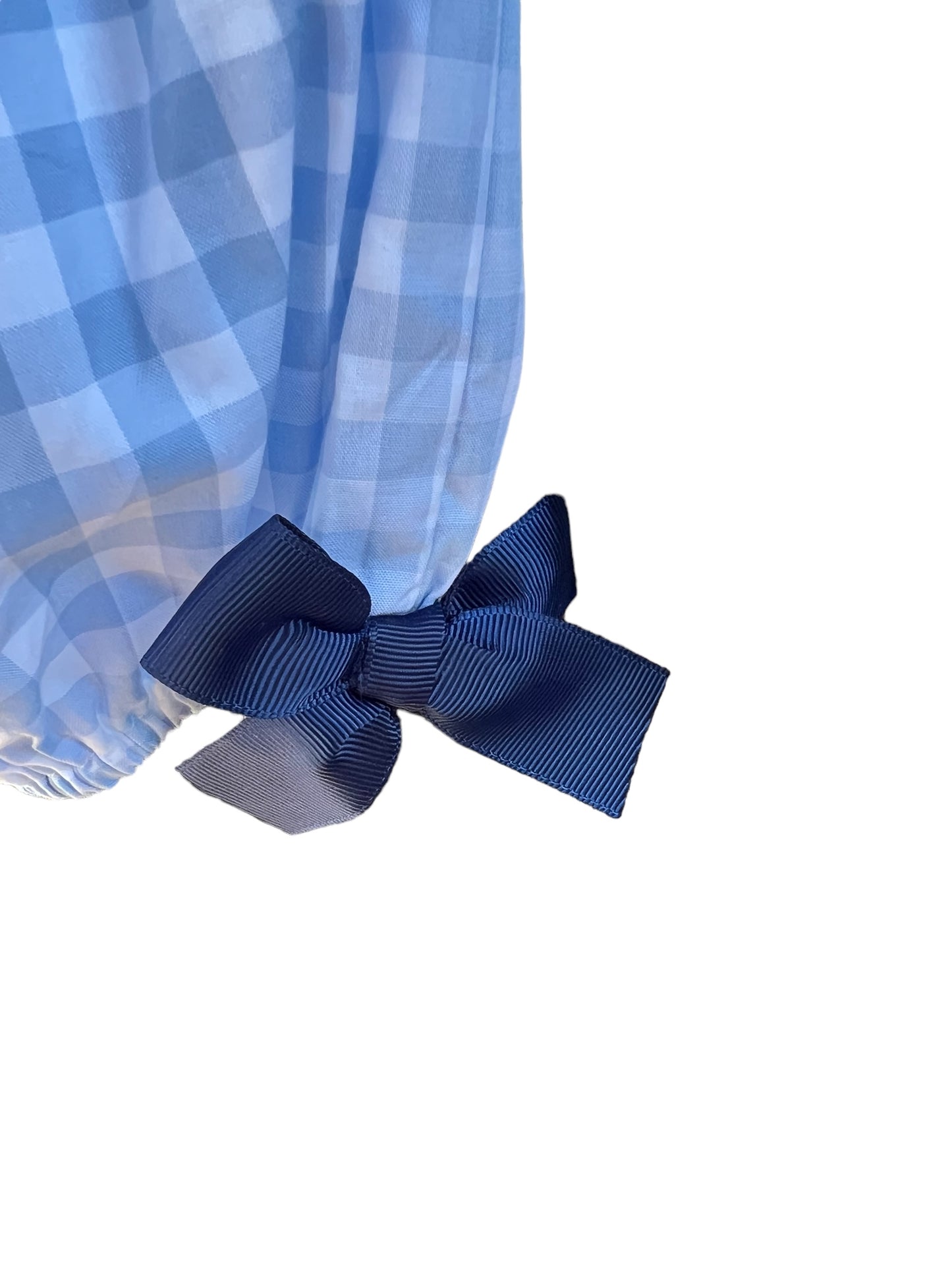 Back To School Smocked Pencil Blue Gingham Bubble