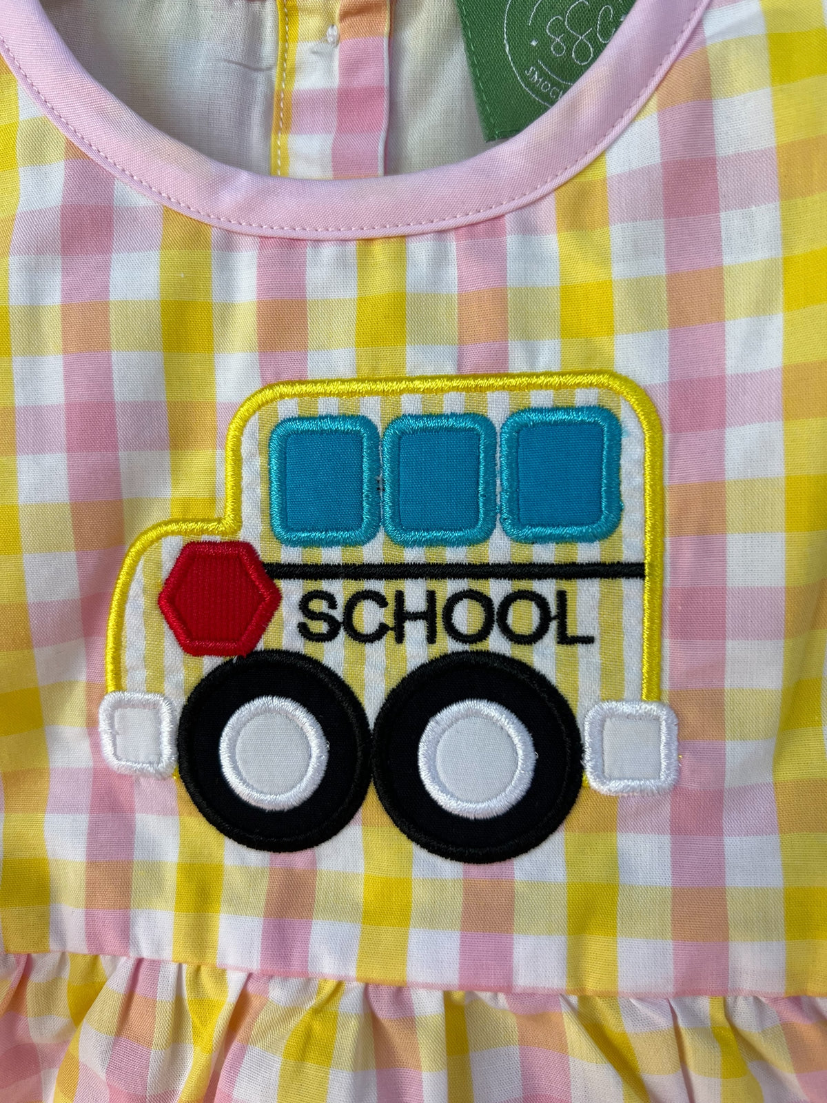 up close applique school bus