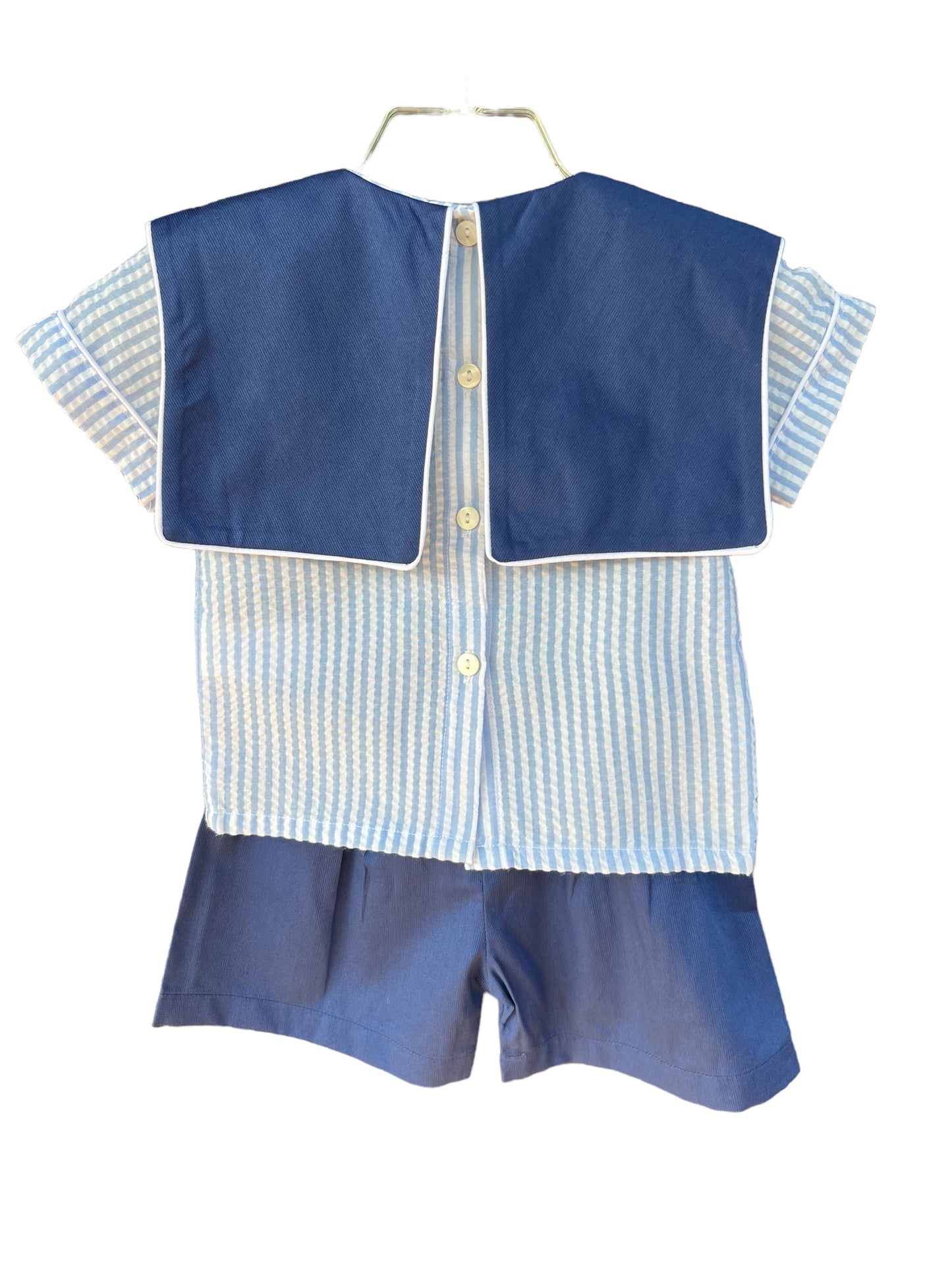 Back To School French Knot Boy's Short Set