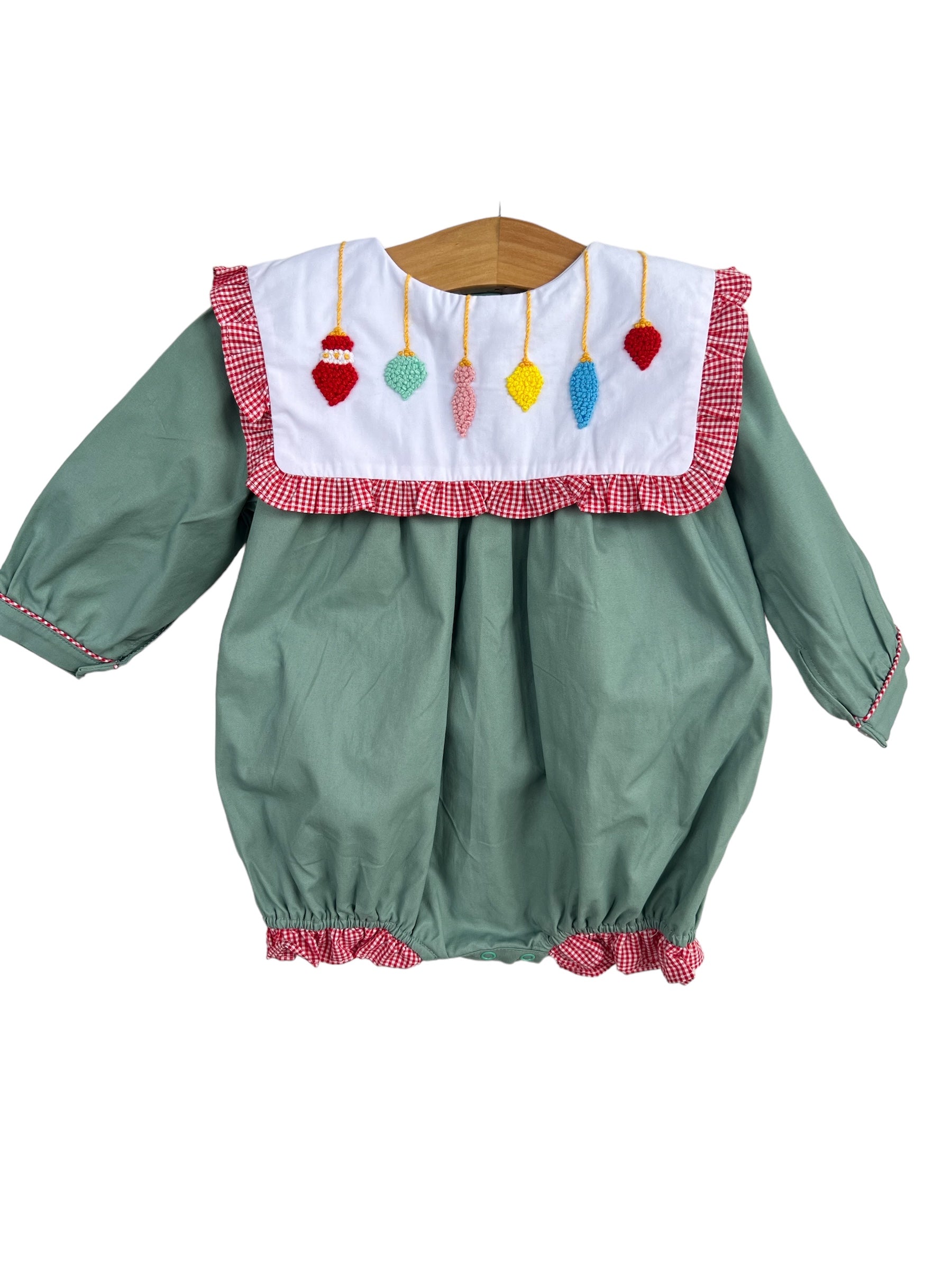 Christmas French Knot Ornaments Girls Bubble | Matching Sister Dress A The Sage Smocking Company Christmas French Knot Ornaments Girls Bubble | Matching Sister Dress A The Sage Smocking Company