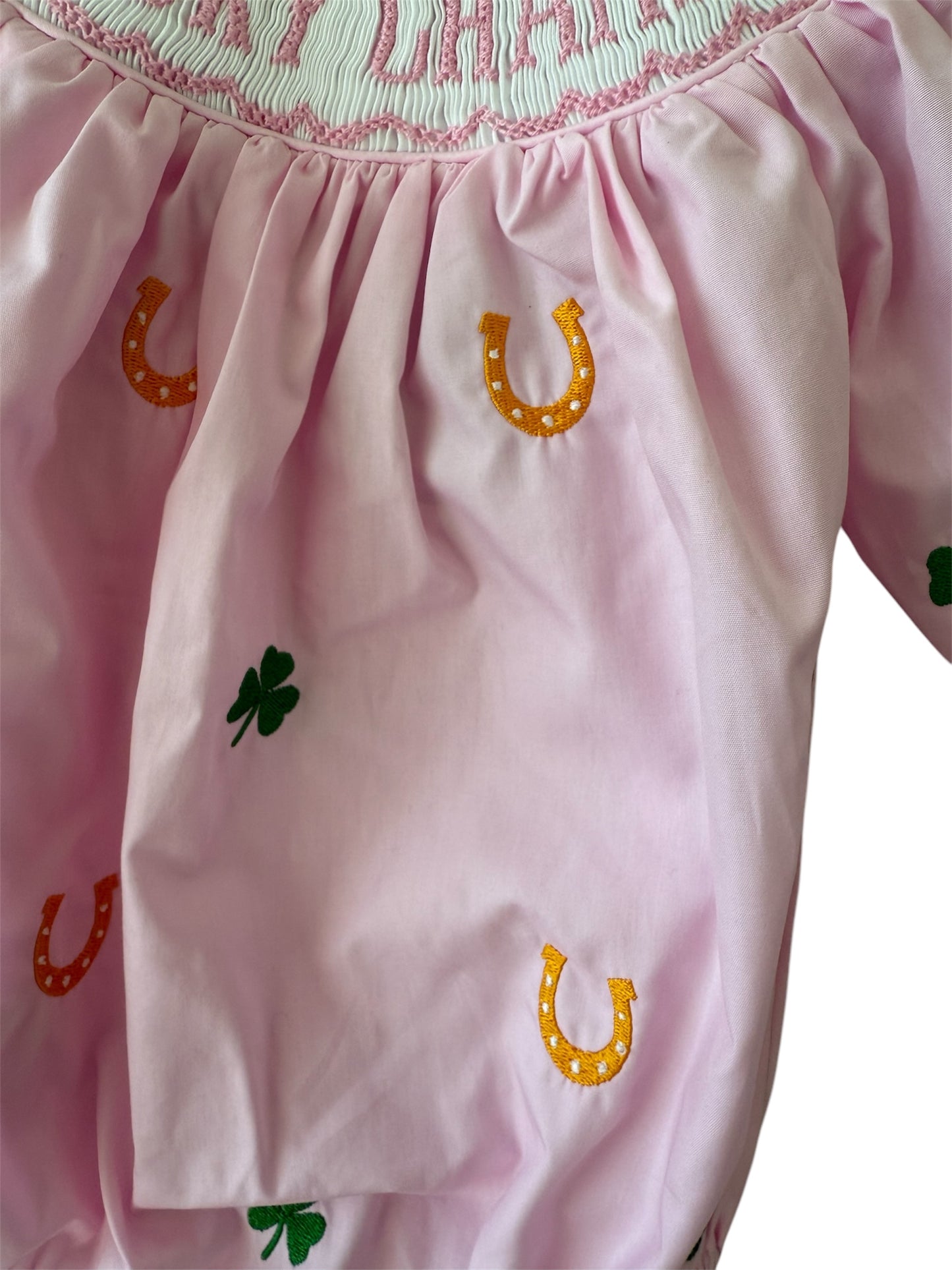 St. Patrick's Girls Hand Smocked Lucky Charm Bloomer Set