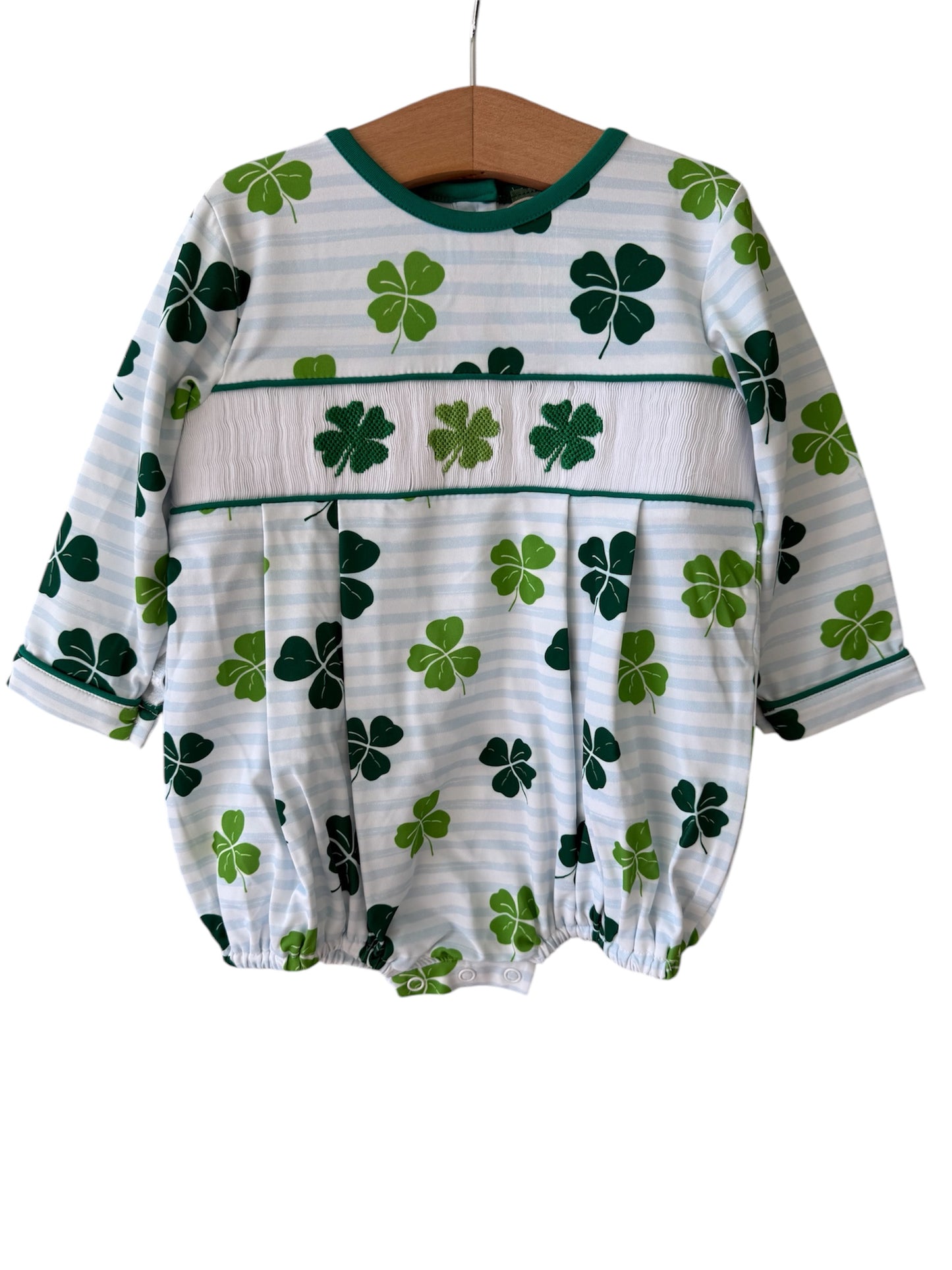 St. Patrick's Boy's Hand Smocked Bubble
