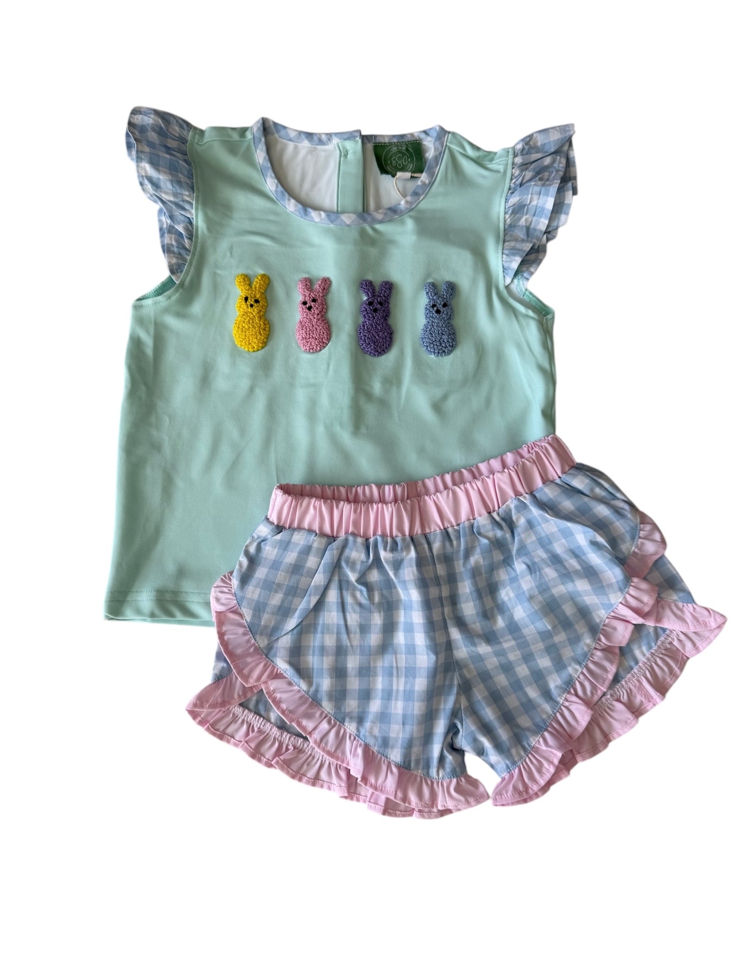 Easter Girls French Knot Bunnies Short Set