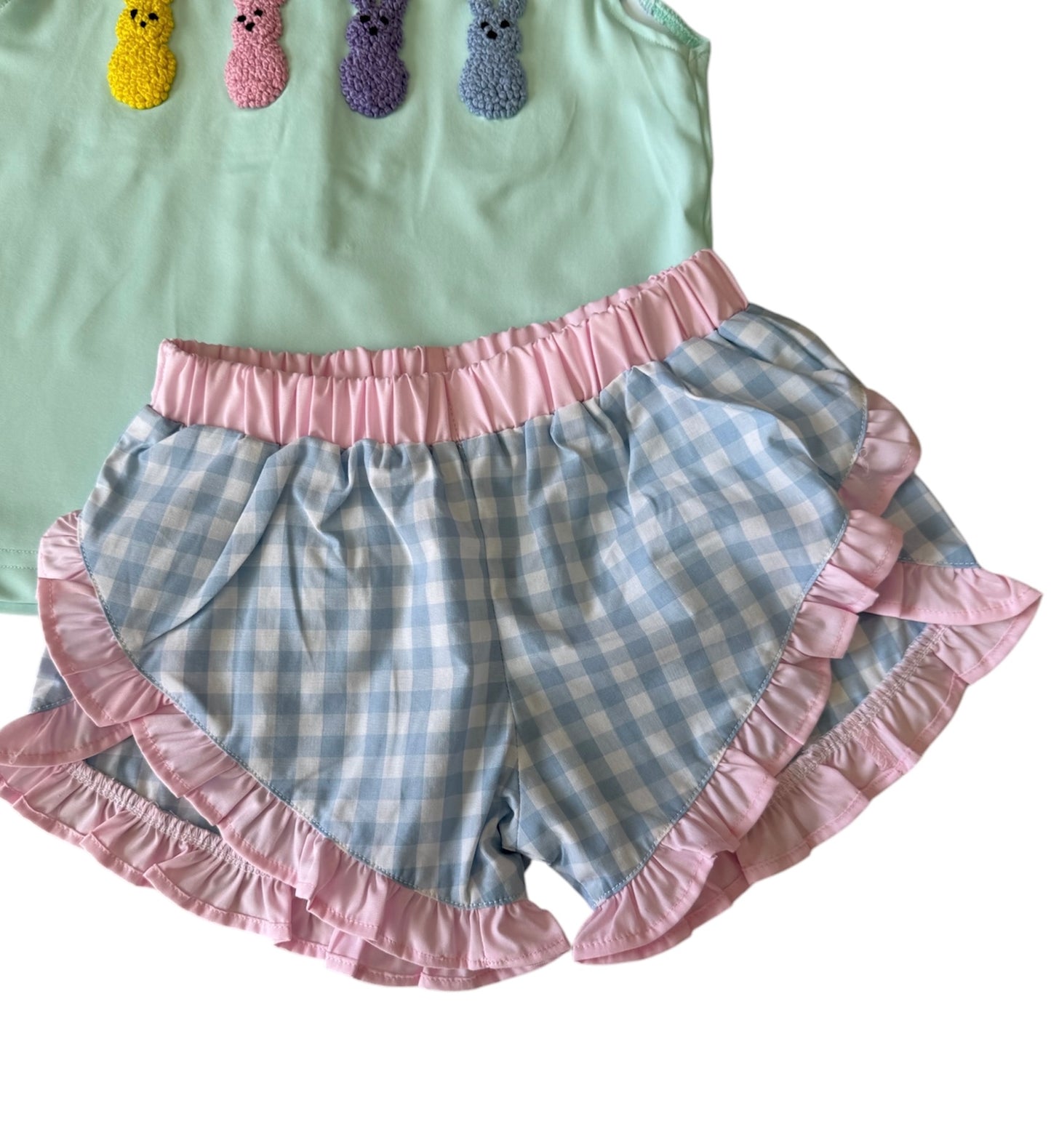 Easter Girls French Knot Bunnies Short Set