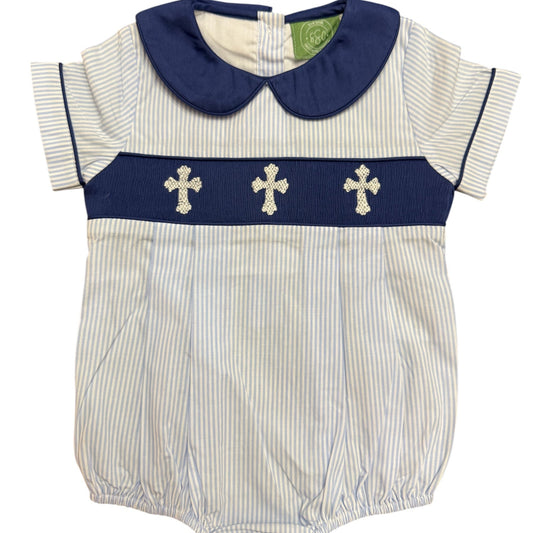 Easter Hand Smocked Cross Boy's Bubble