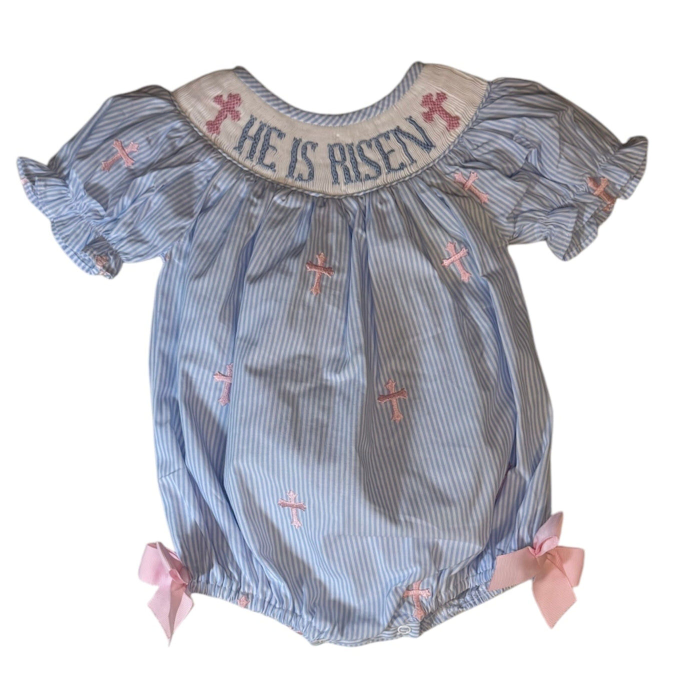 Easter He Is Risen Hand Smocked Bubble