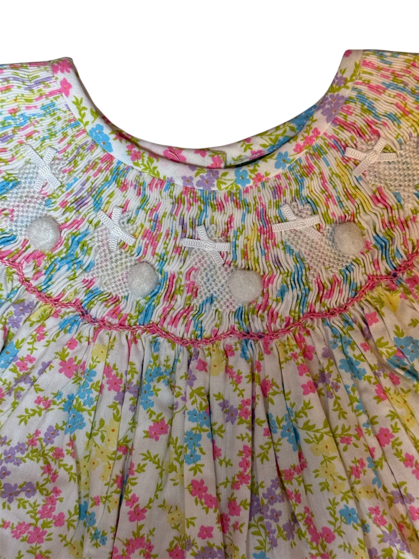 Easter Hand Smocked Bunny Floral Bubble