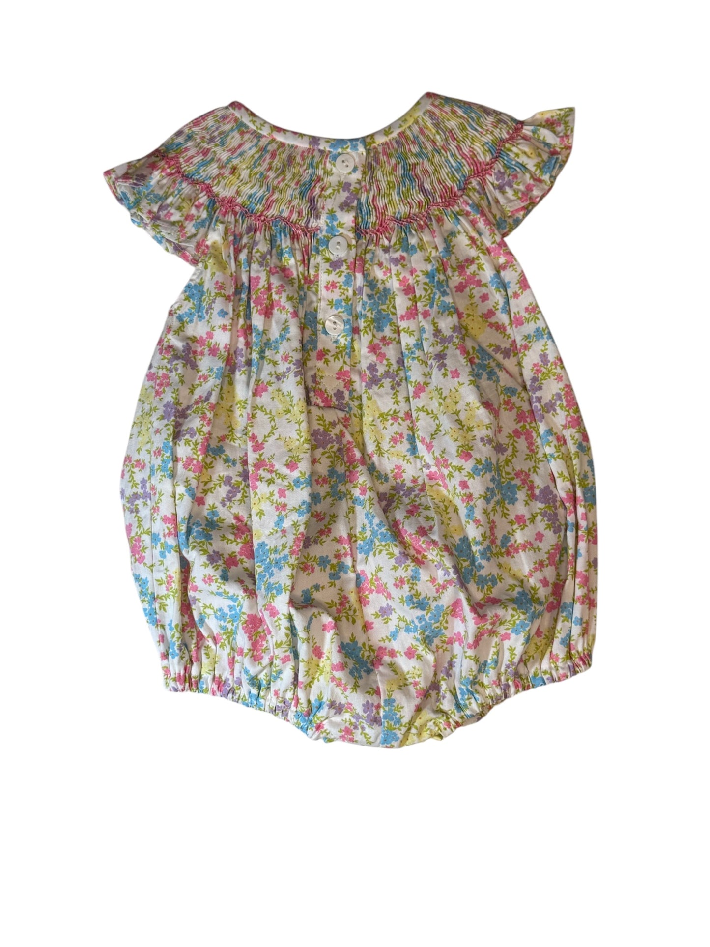 Easter Hand Smocked Bunny Floral Bubble