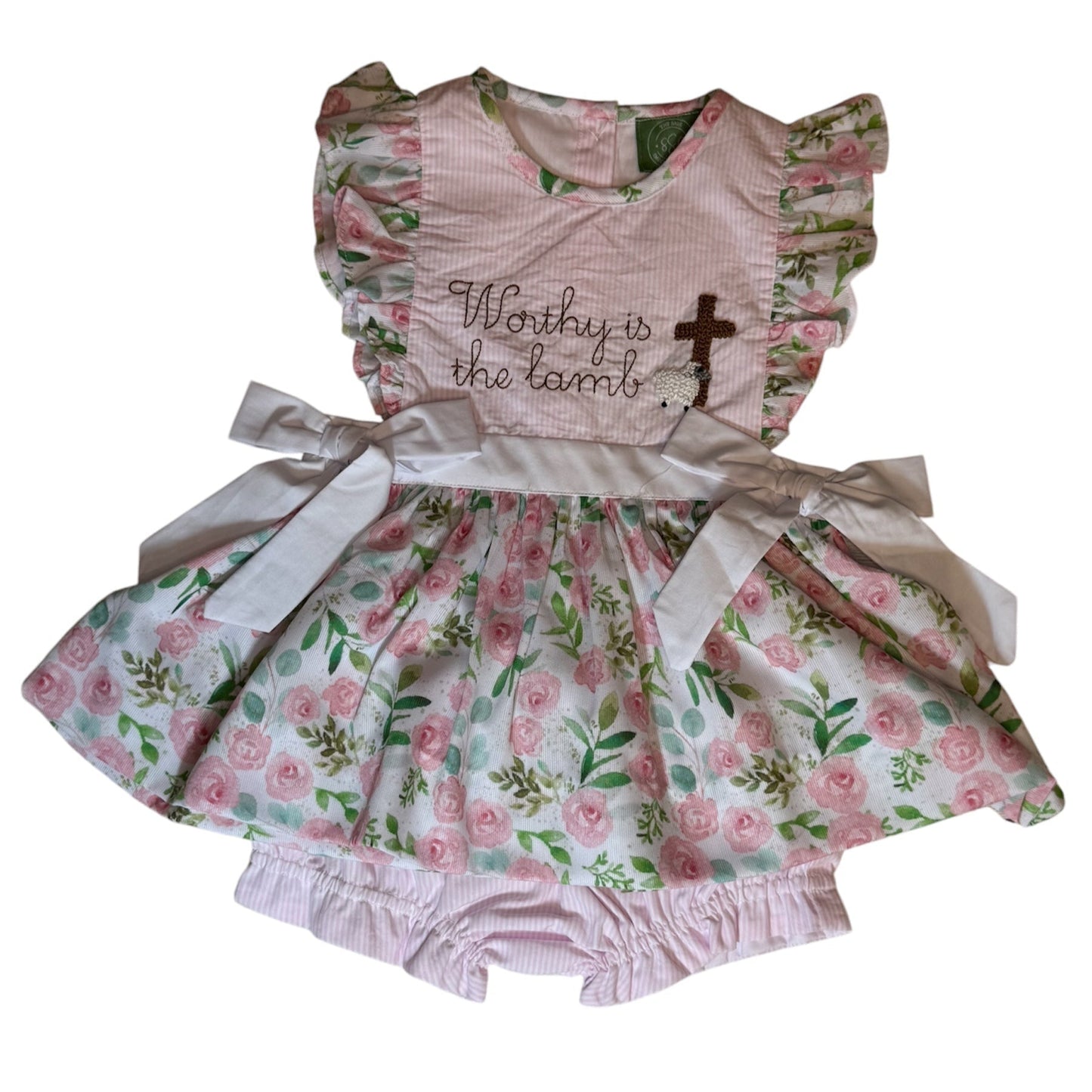 Easter Worthy Is The Lamb Floral Bloomer Set