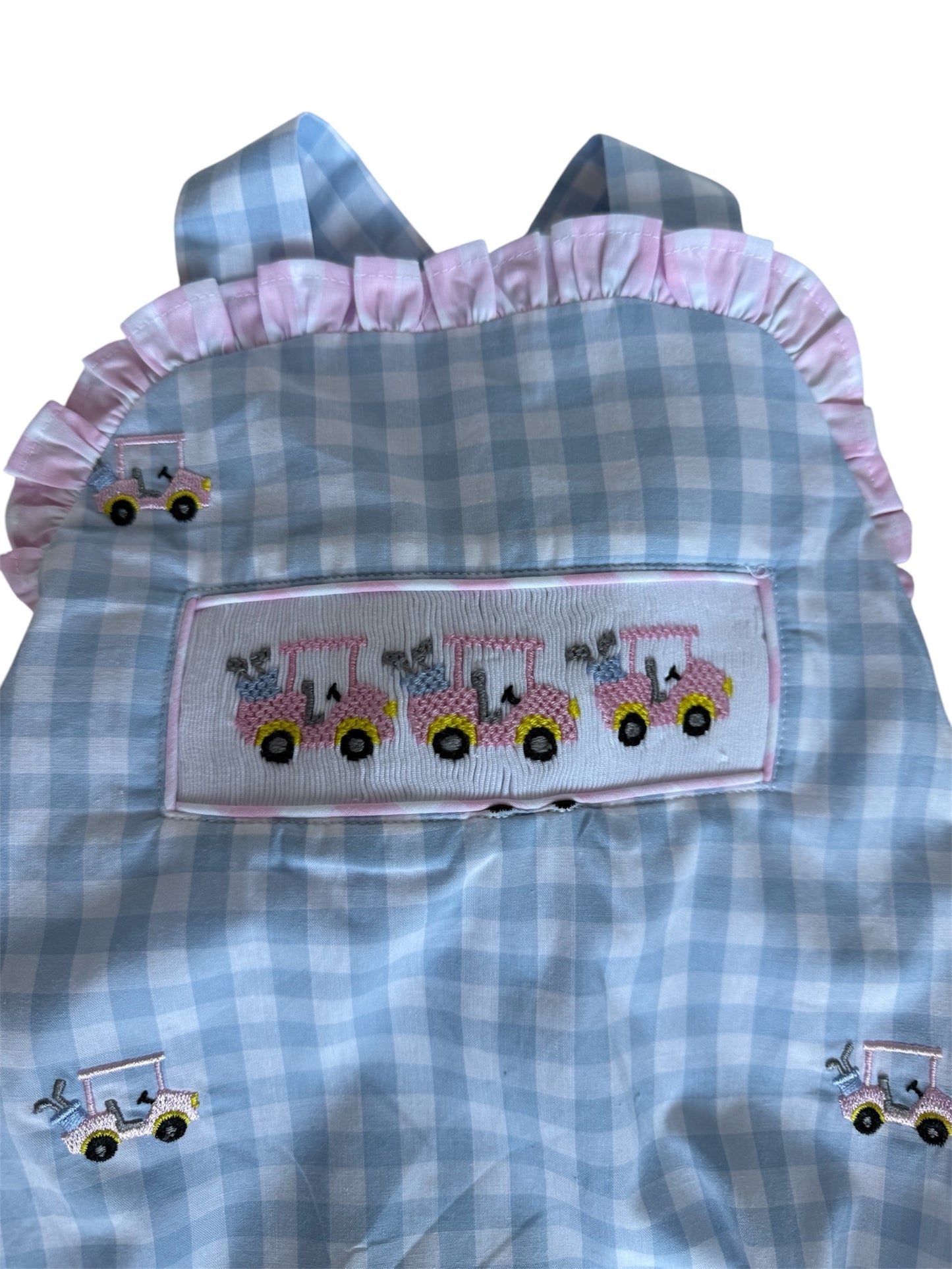 Golf Hand Smocked & Embroidered Girls Sunsuit Bubble
