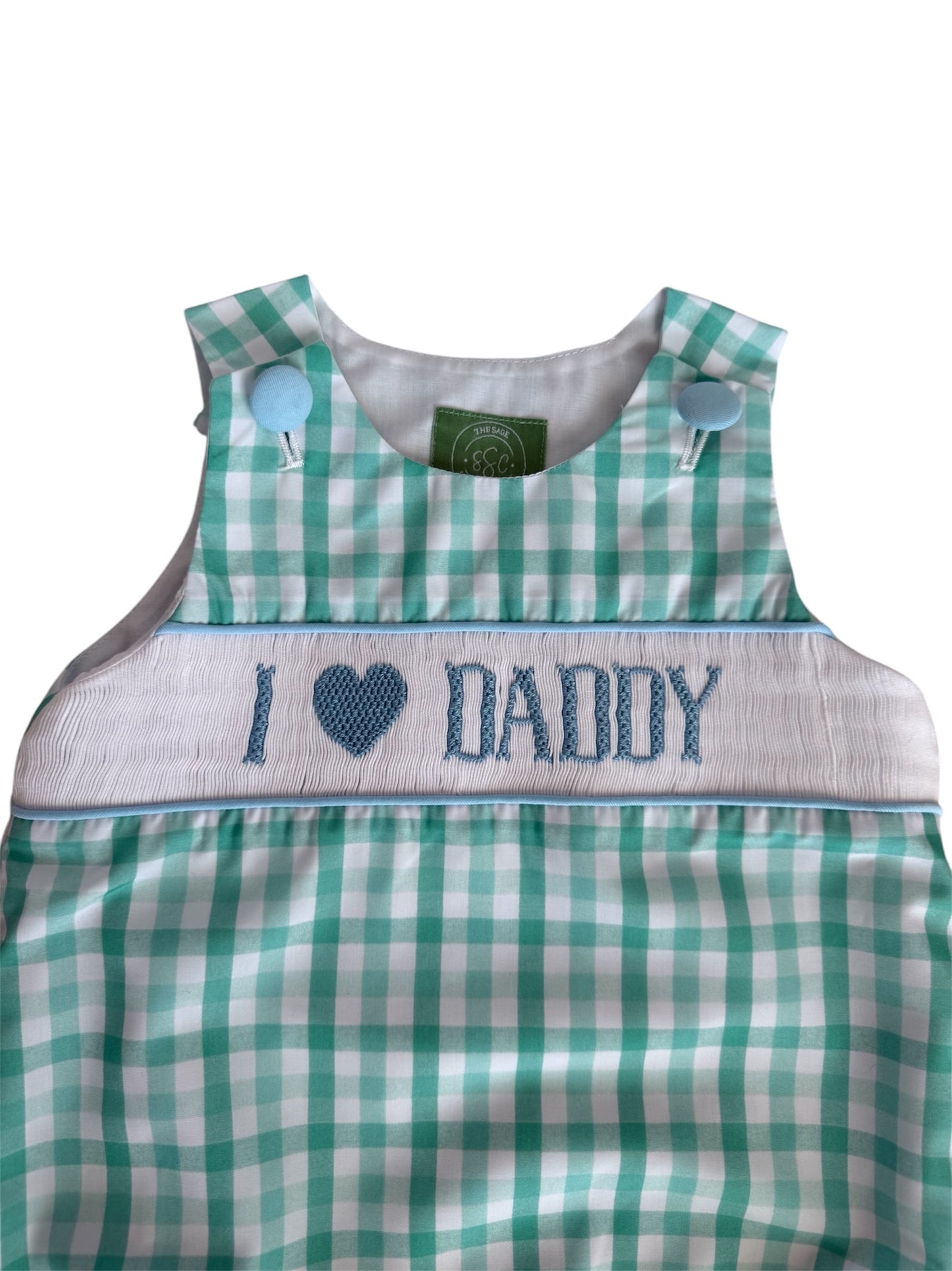 I Love Daddy Hand Smocked Boy's Bubble
