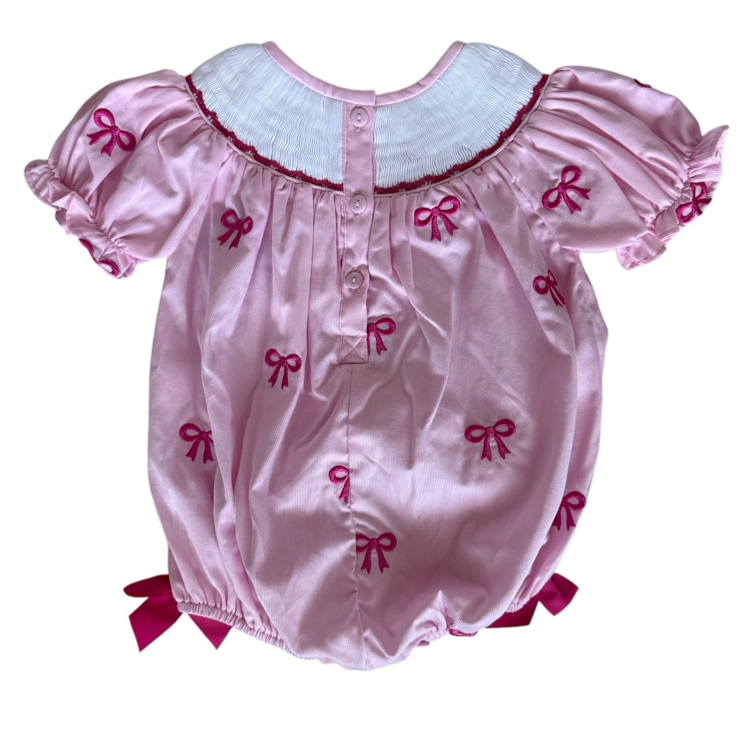 Bow Bubble Hand Smocked & Embroidered