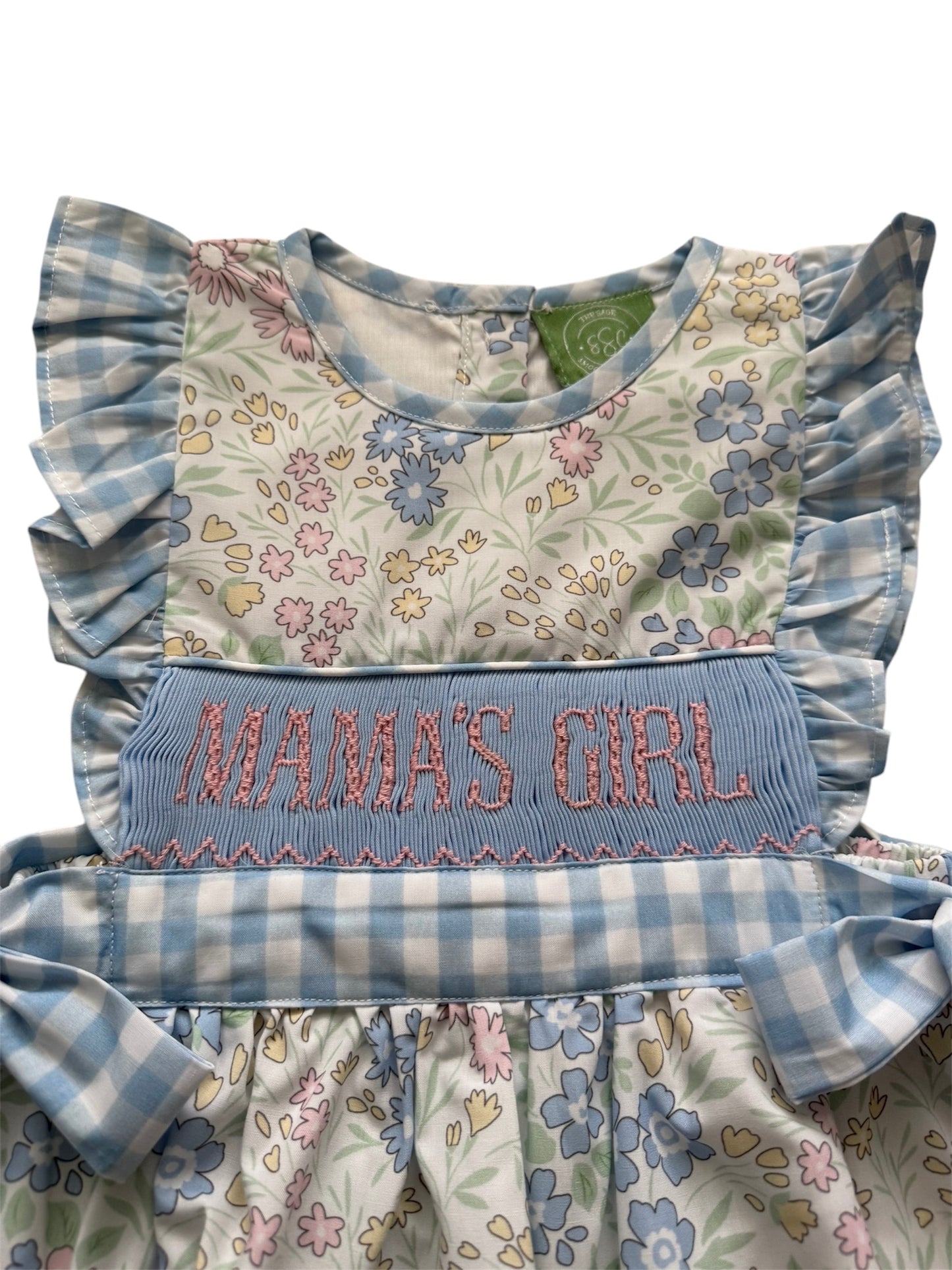 Mama's Girl Hand Smocked Side Tie Bubble