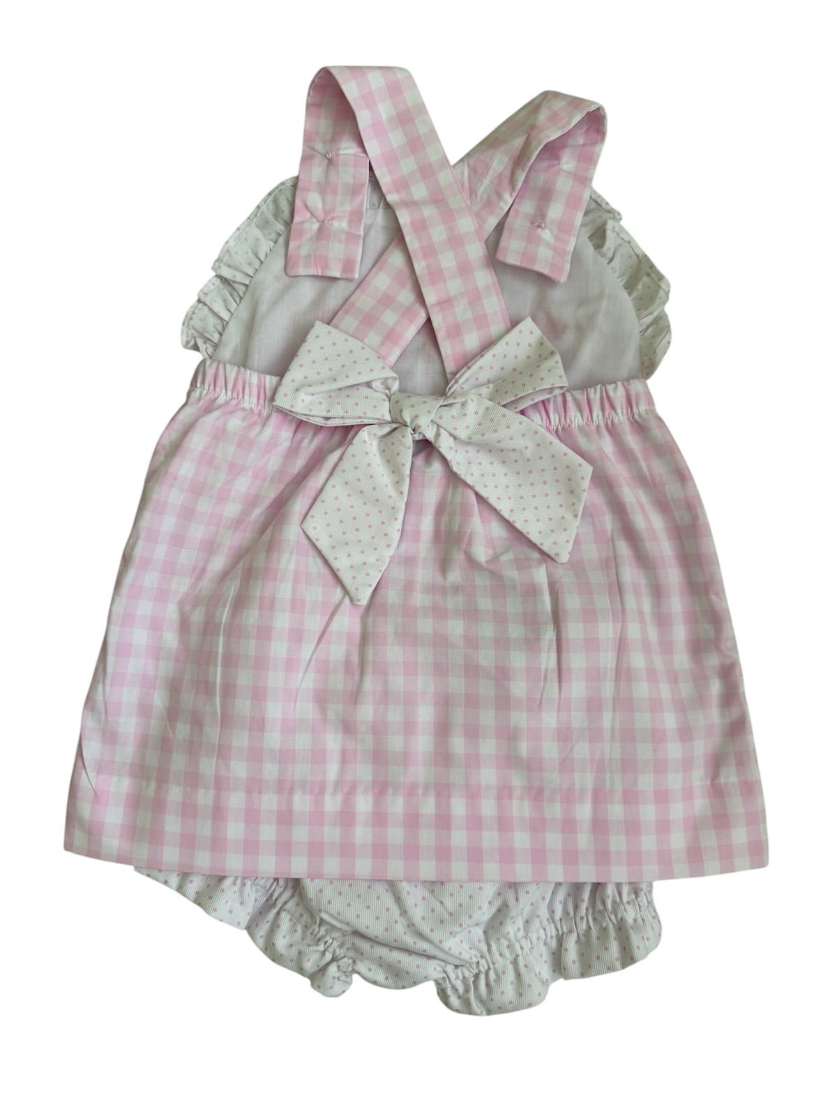 Back side of french knot bow bloomer set