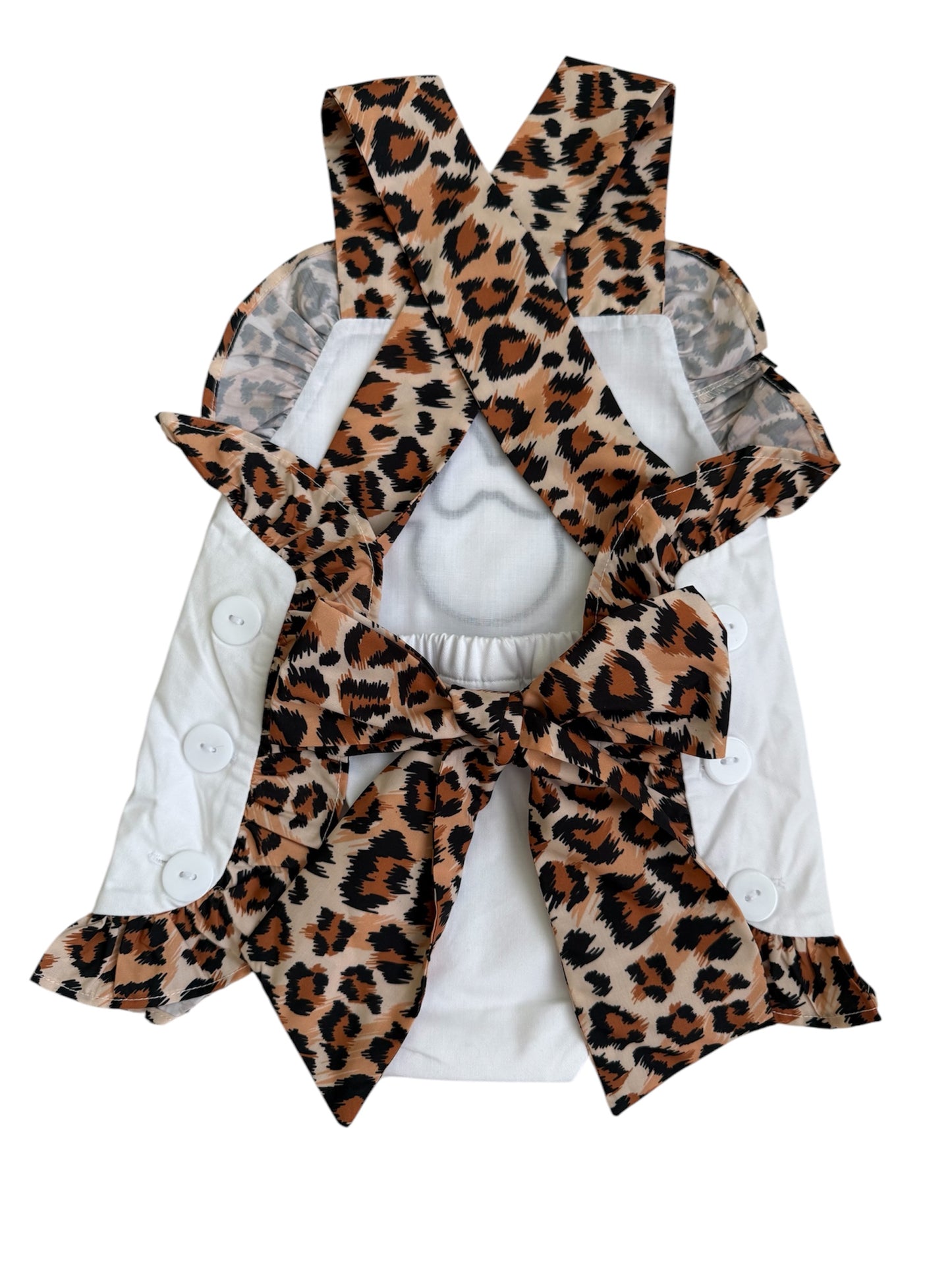 Mouse Applique Cheetah Tie Back Bubble