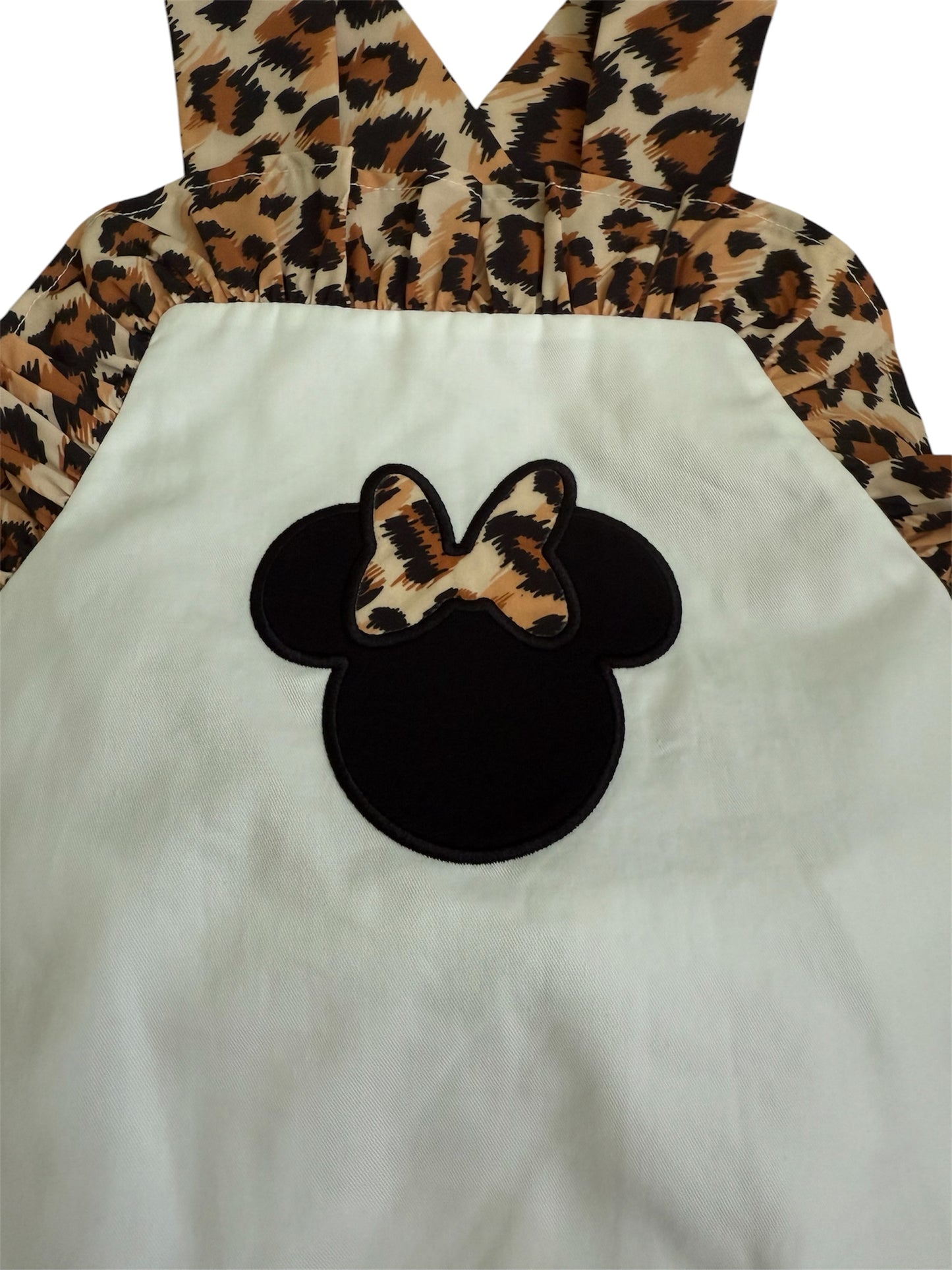 Mouse Applique Cheetah Tie Back Bubble