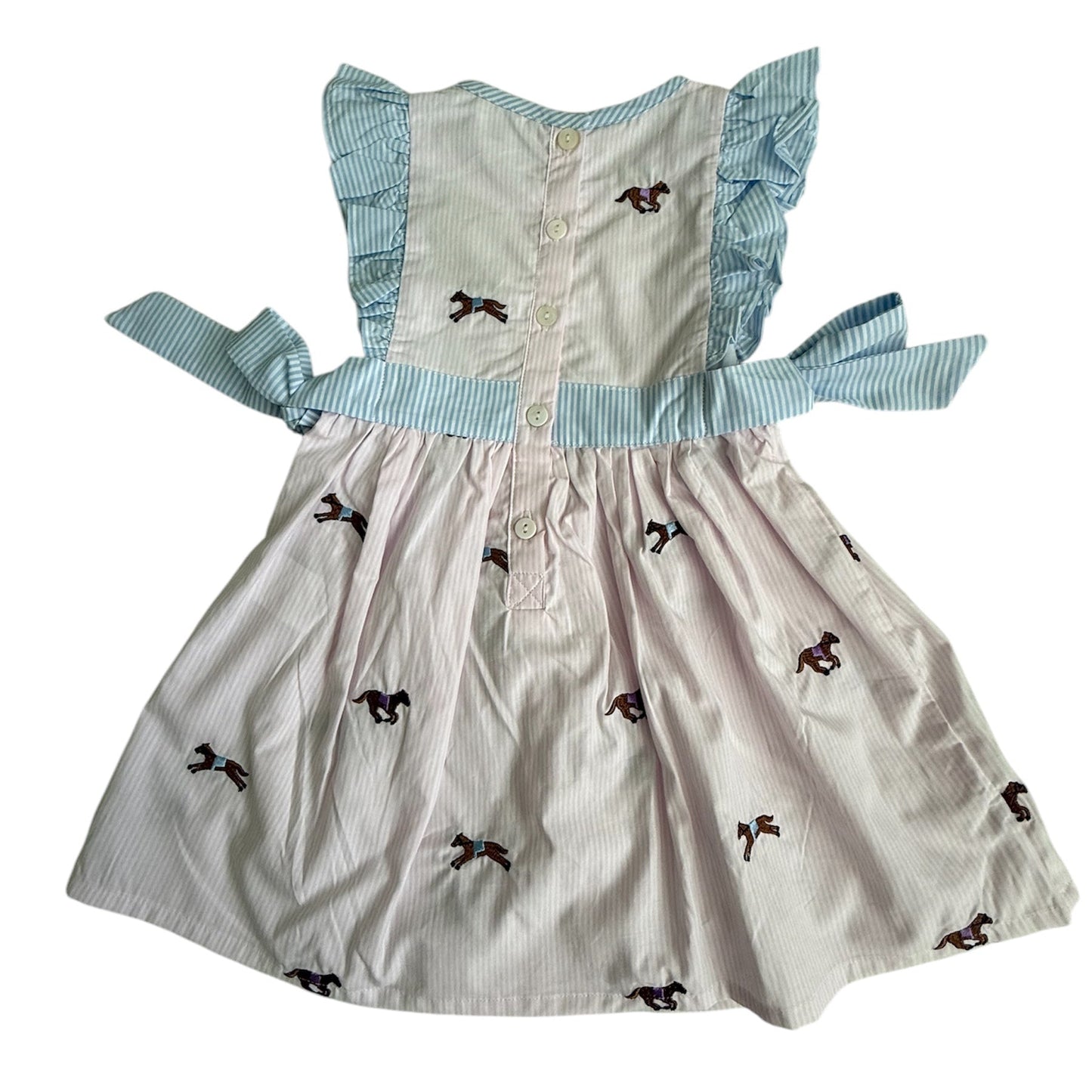 Derby Hand Smocked & Embroidered Side Tie Dress