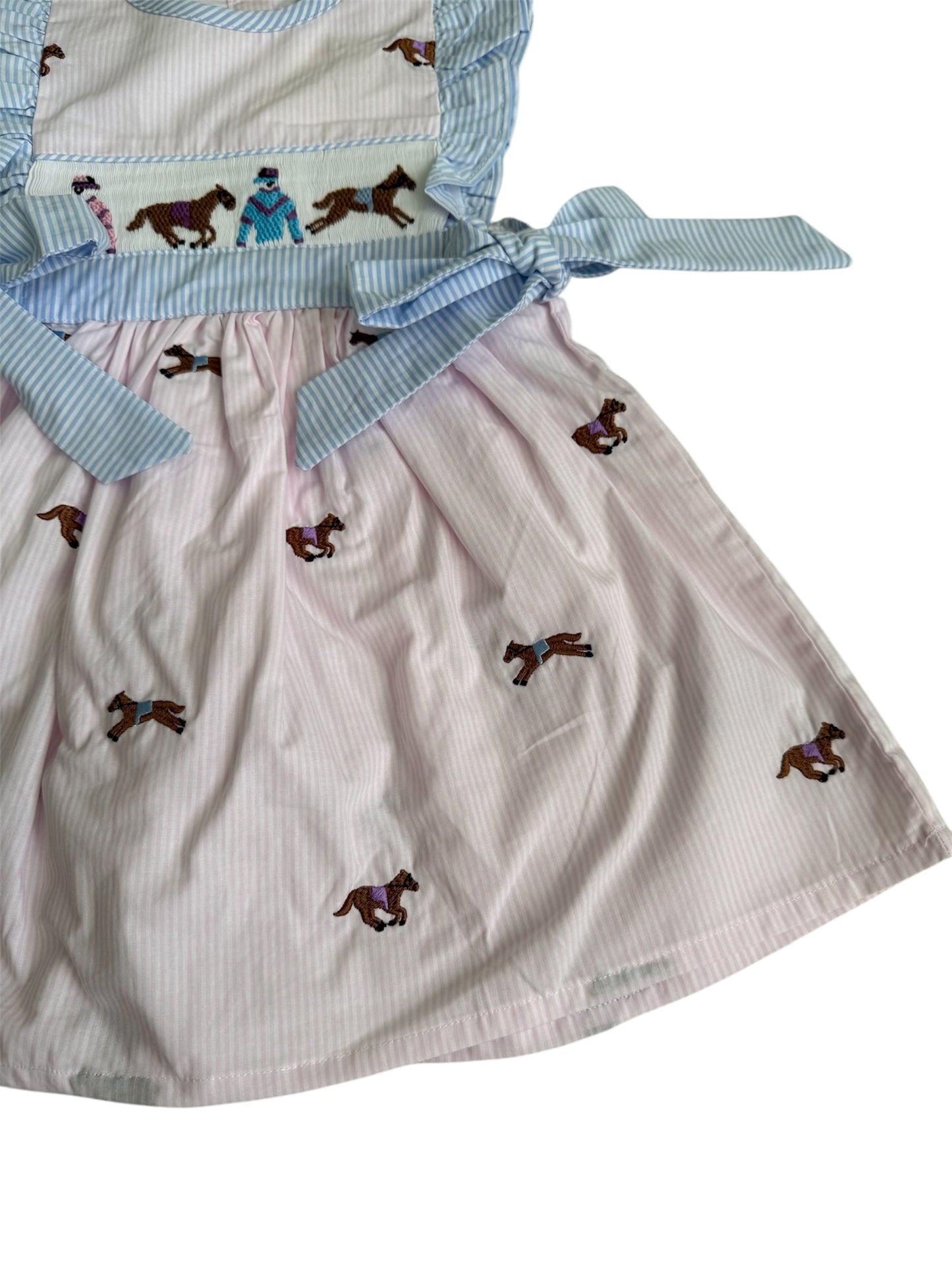 Derby Hand Smocked & Embroidered Side Tie Dress