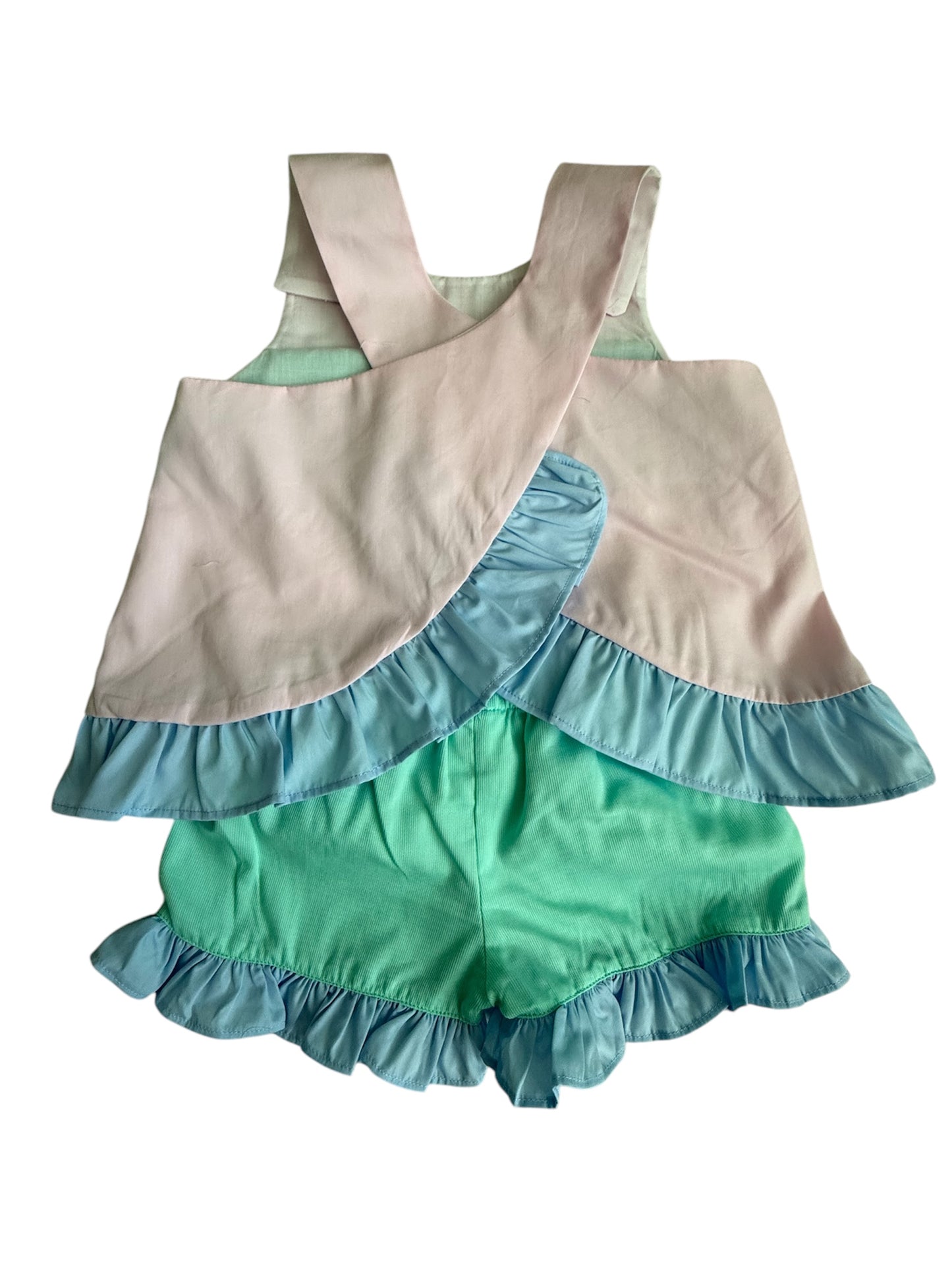 Mouse Pastel Hand Smocked Swing Back Short Set