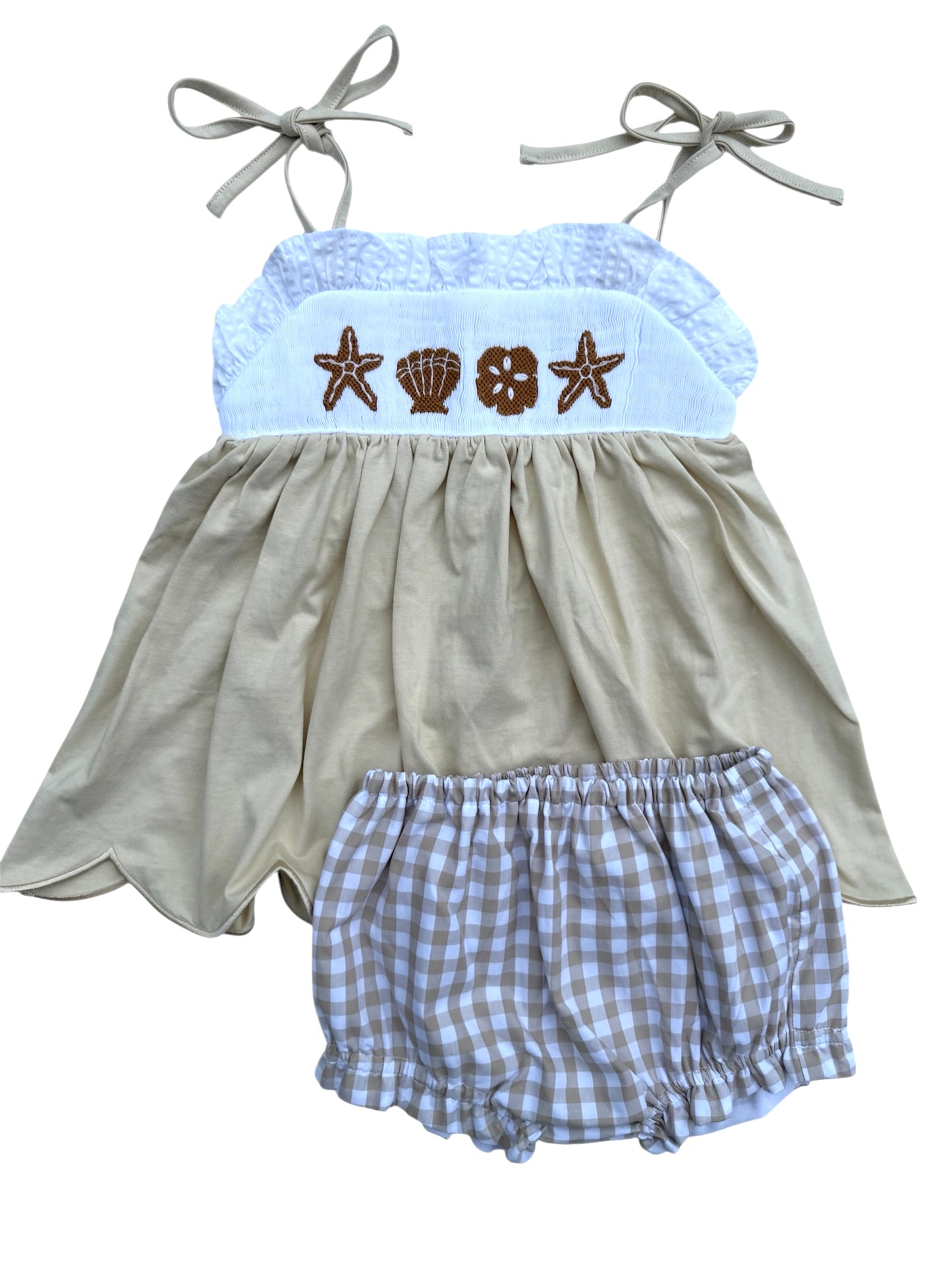 Sea Shell Hand Smocked Bloomer Set