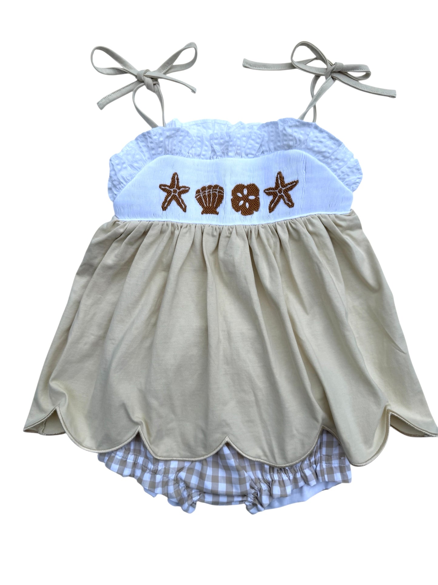Sea Shell Hand Smocked Bloomer Set