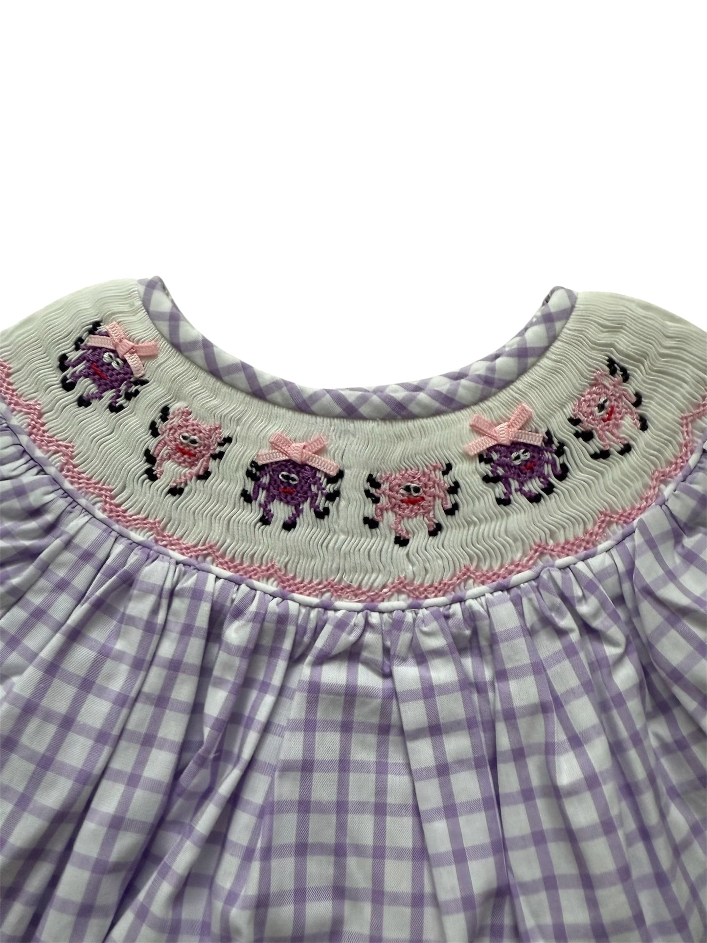 Smiley Spider Hand Smocked Girl's Bubble