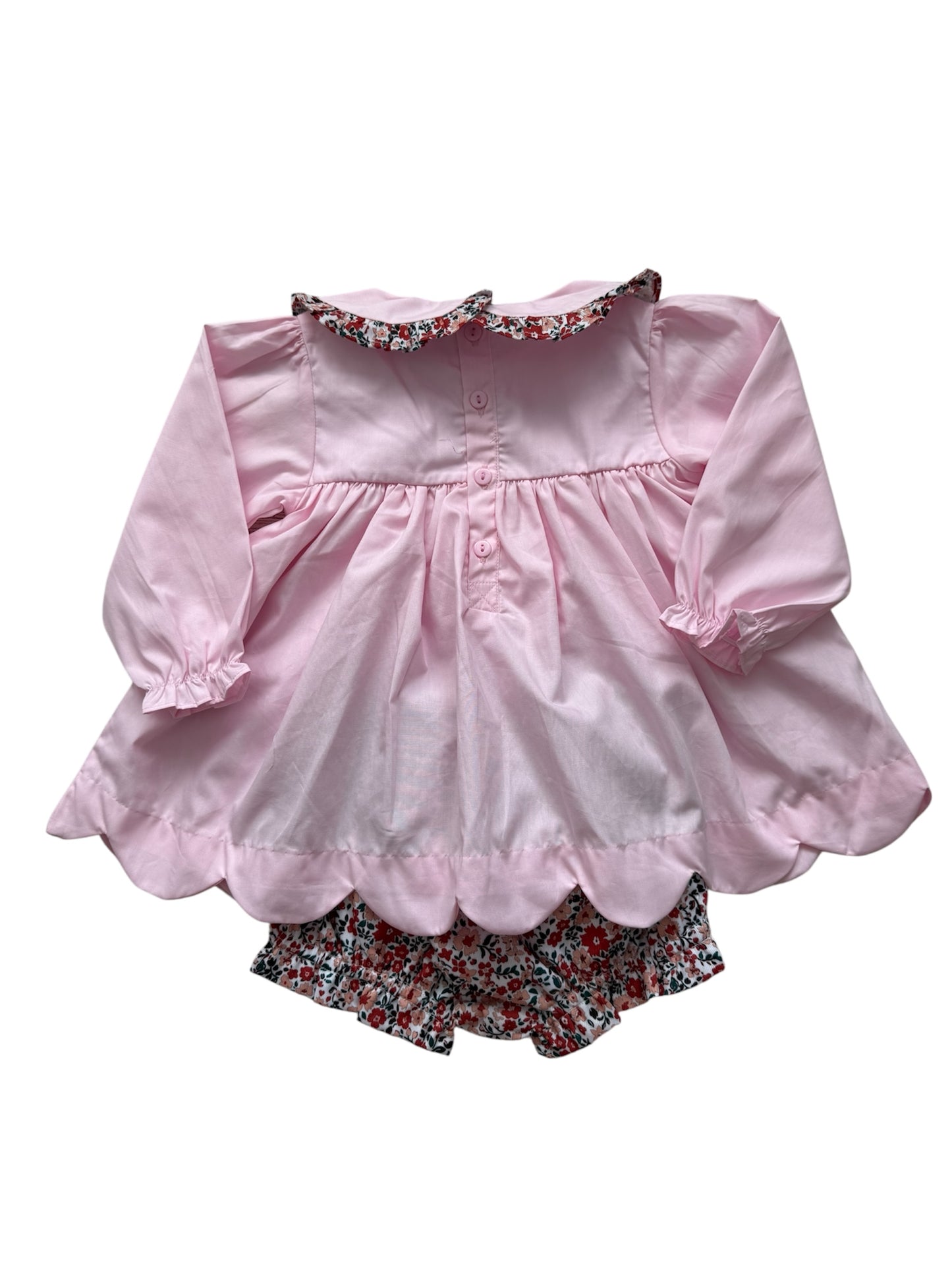 Pink & Floral Applique Pumpkin Girls Bloomer Set
