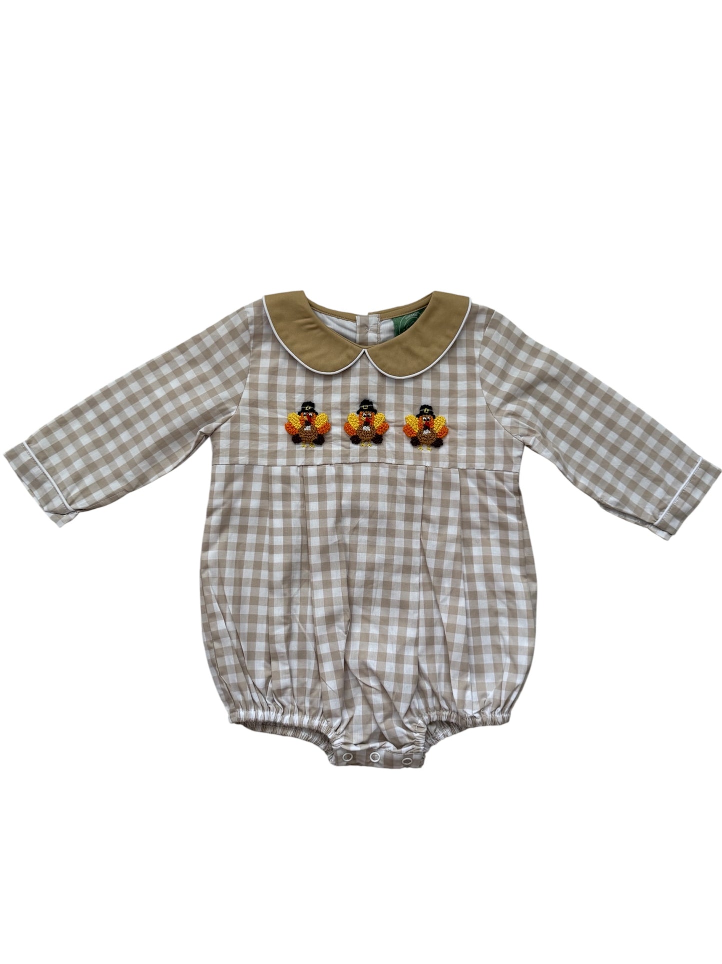 Turkey French Knot Boy's Gingham Bubble