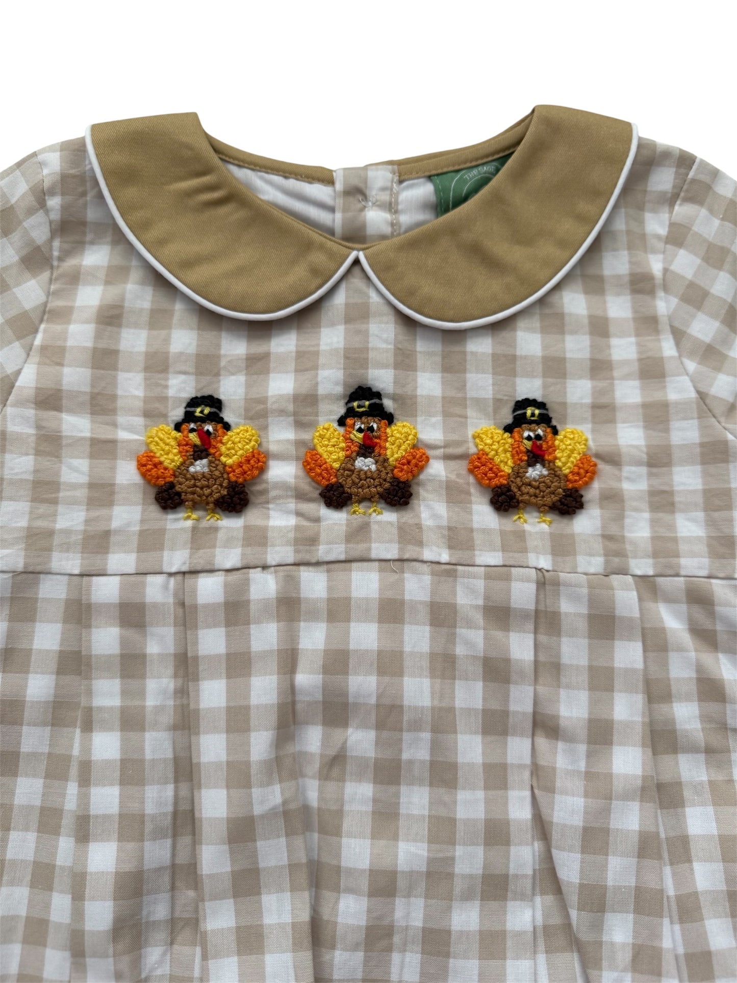 Turkey French Knot Boy's Gingham Bubble