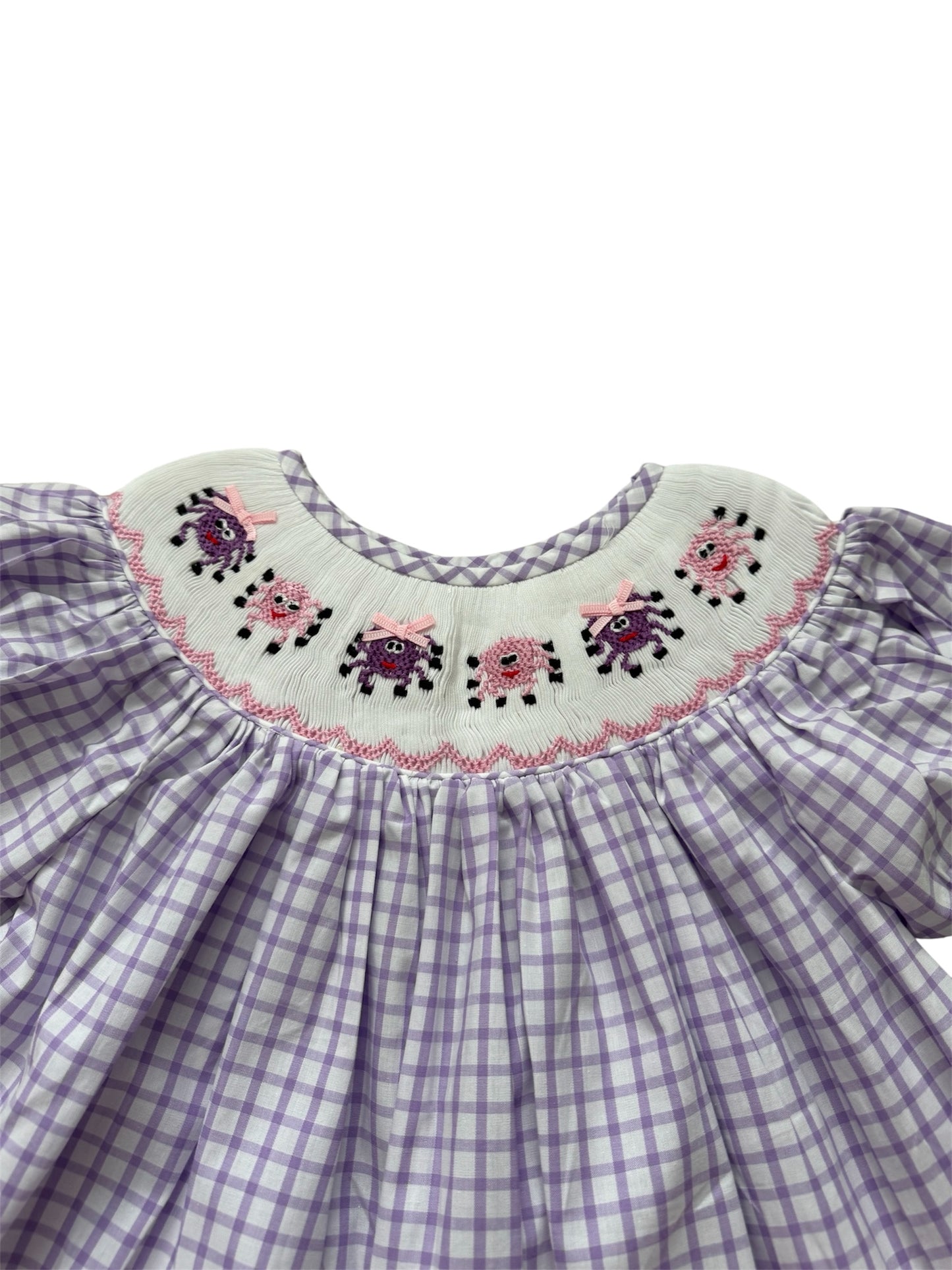 Smiley Spider Hand Smocked Girls Shorts Set