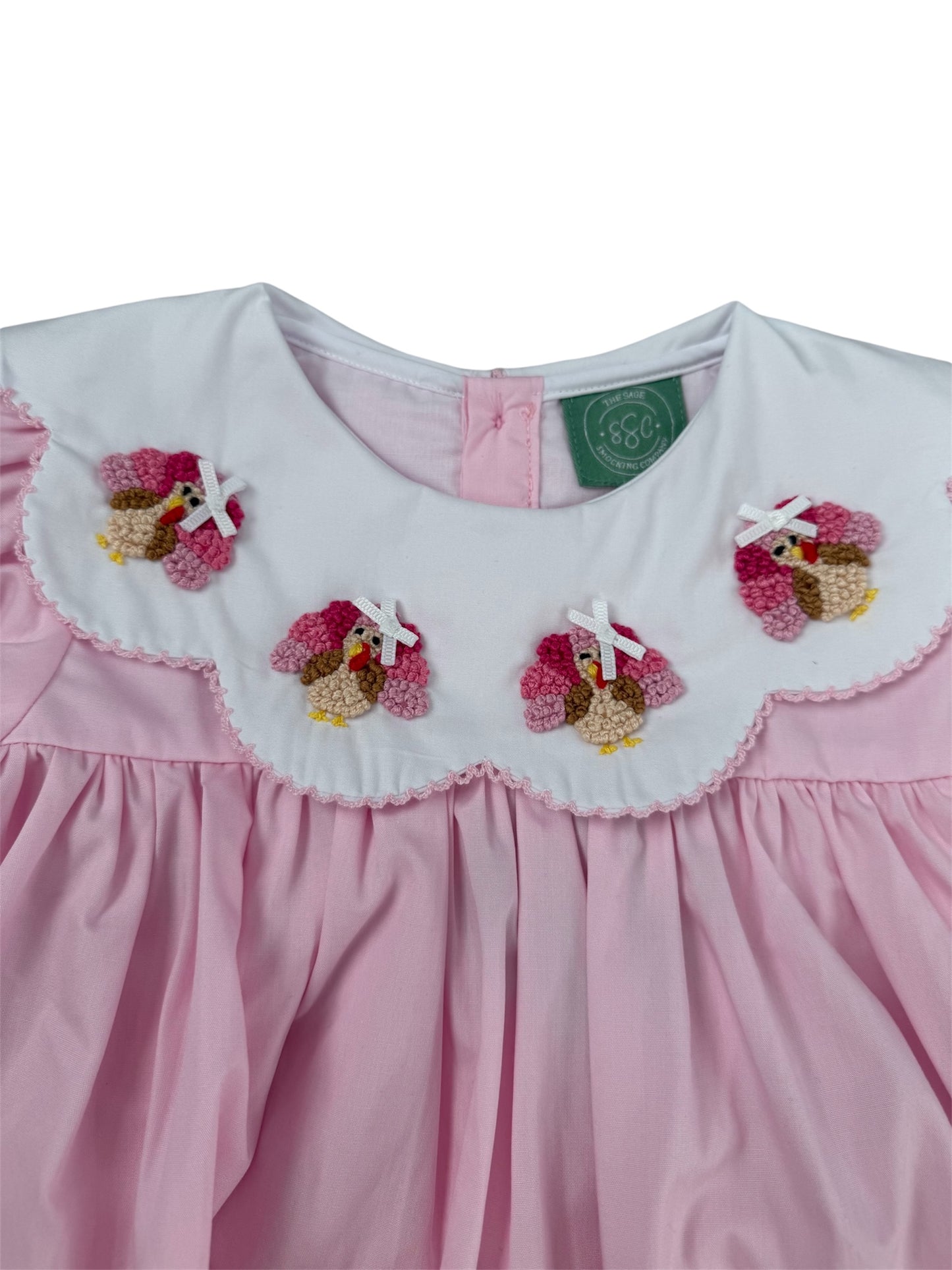 Toddler Girl Thanksgiving Outfit - Pink French Knot Turkey Bloomer Set