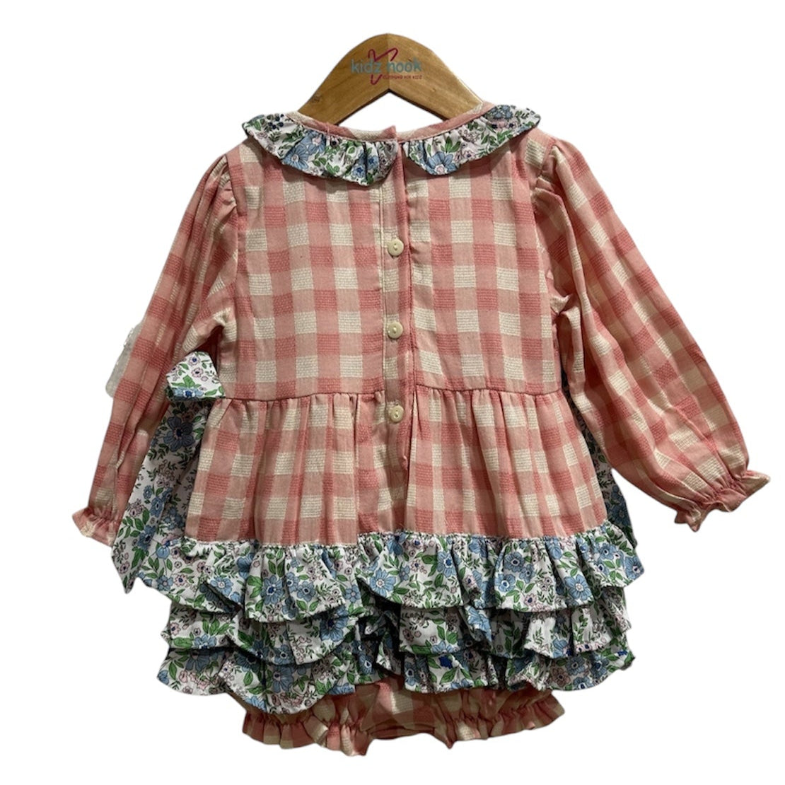 Baby Girls Thanksgiving Outfit - French Knot Turkey Bubble with Floral Ruffles