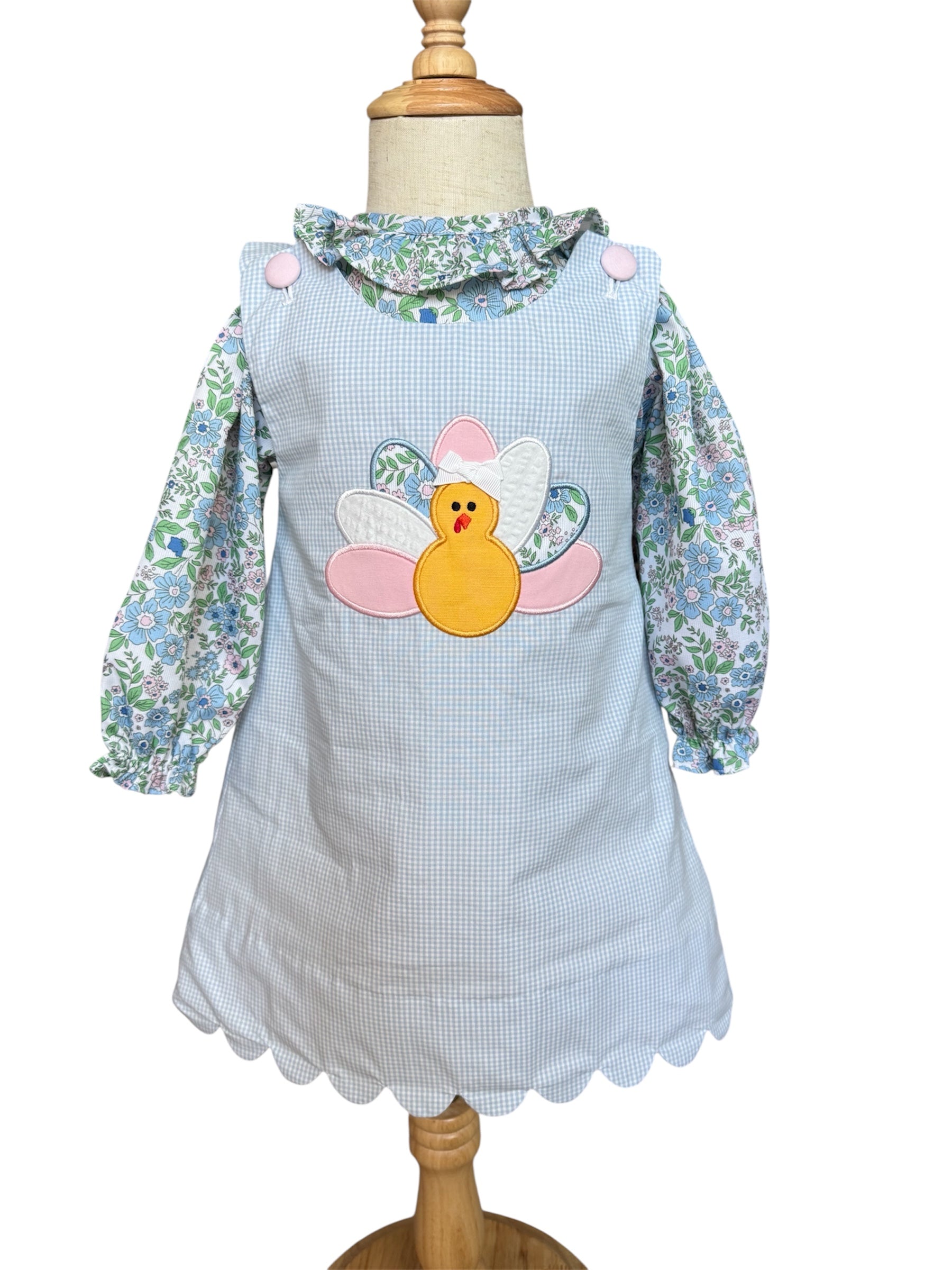 Gingham Girls Applique Turkey Dress | Toddler Thanksgiving Outfit 4T Gingham Girls Applique Turkey Dress | Toddler Thanksgiving Outfit 4T