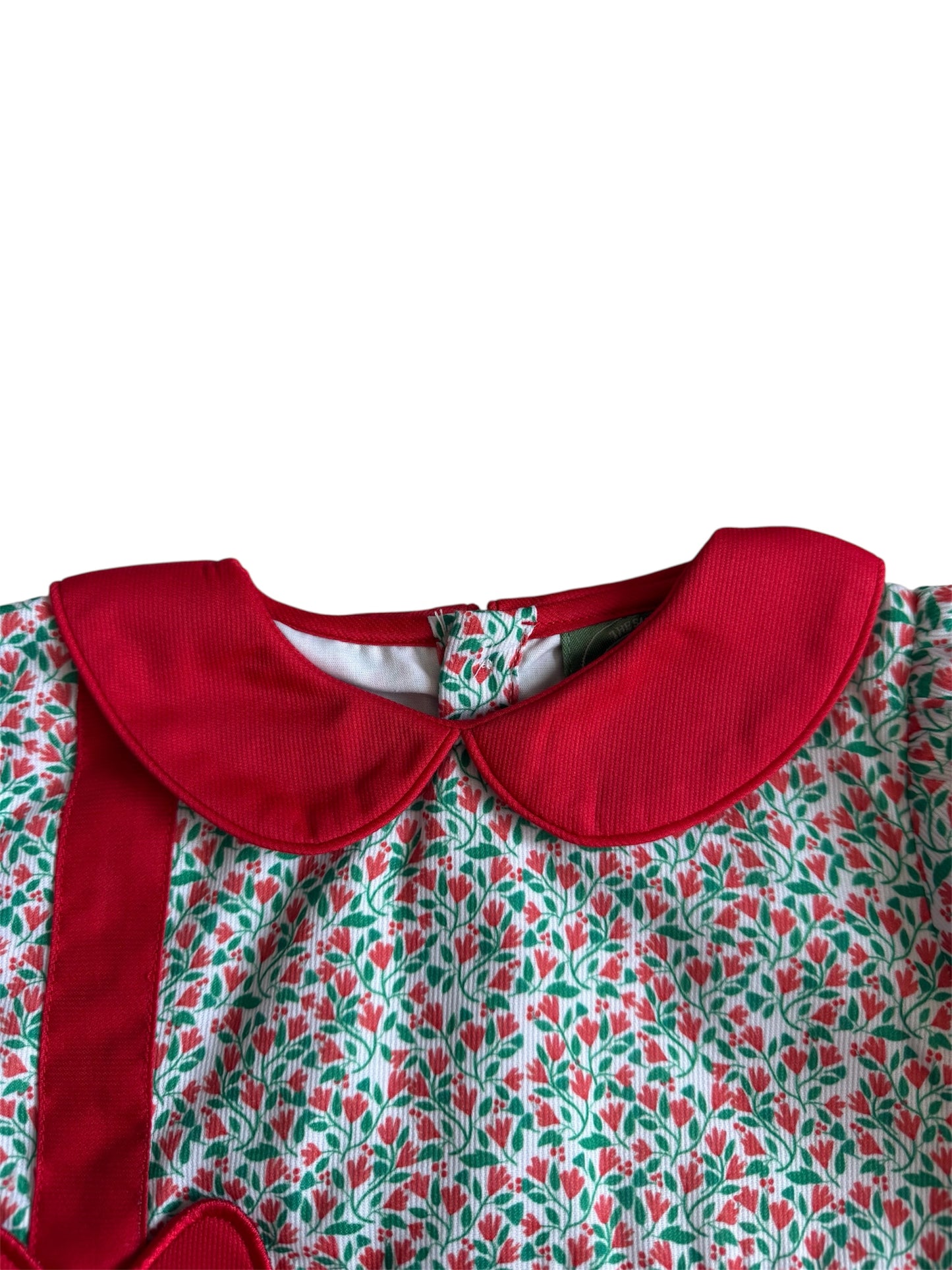 Girl’s Christmas Present Bubble | Green & Red Floral Holiday Outfit