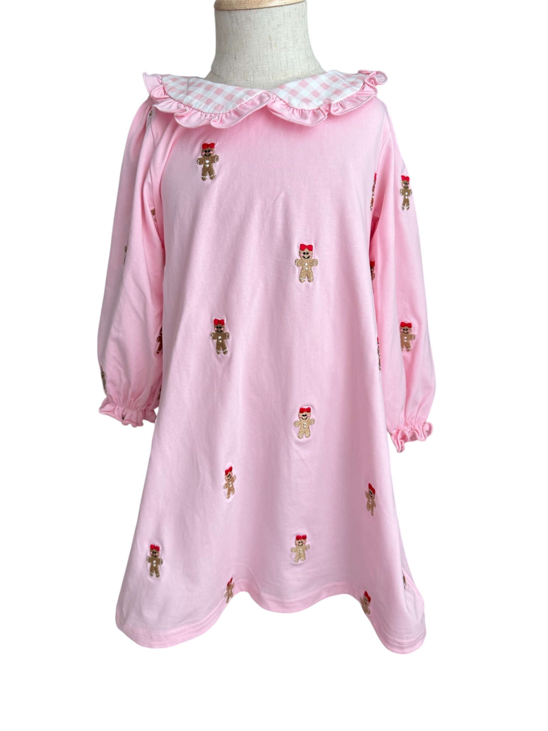 Girls Gingerbread Embroidered Dress | Holiday Outfit | Matching Sister Bubble Available 2T Girls Gingerbread Embroidered Dress | Holiday Outfit | Matching Sister Bubble Available 2T