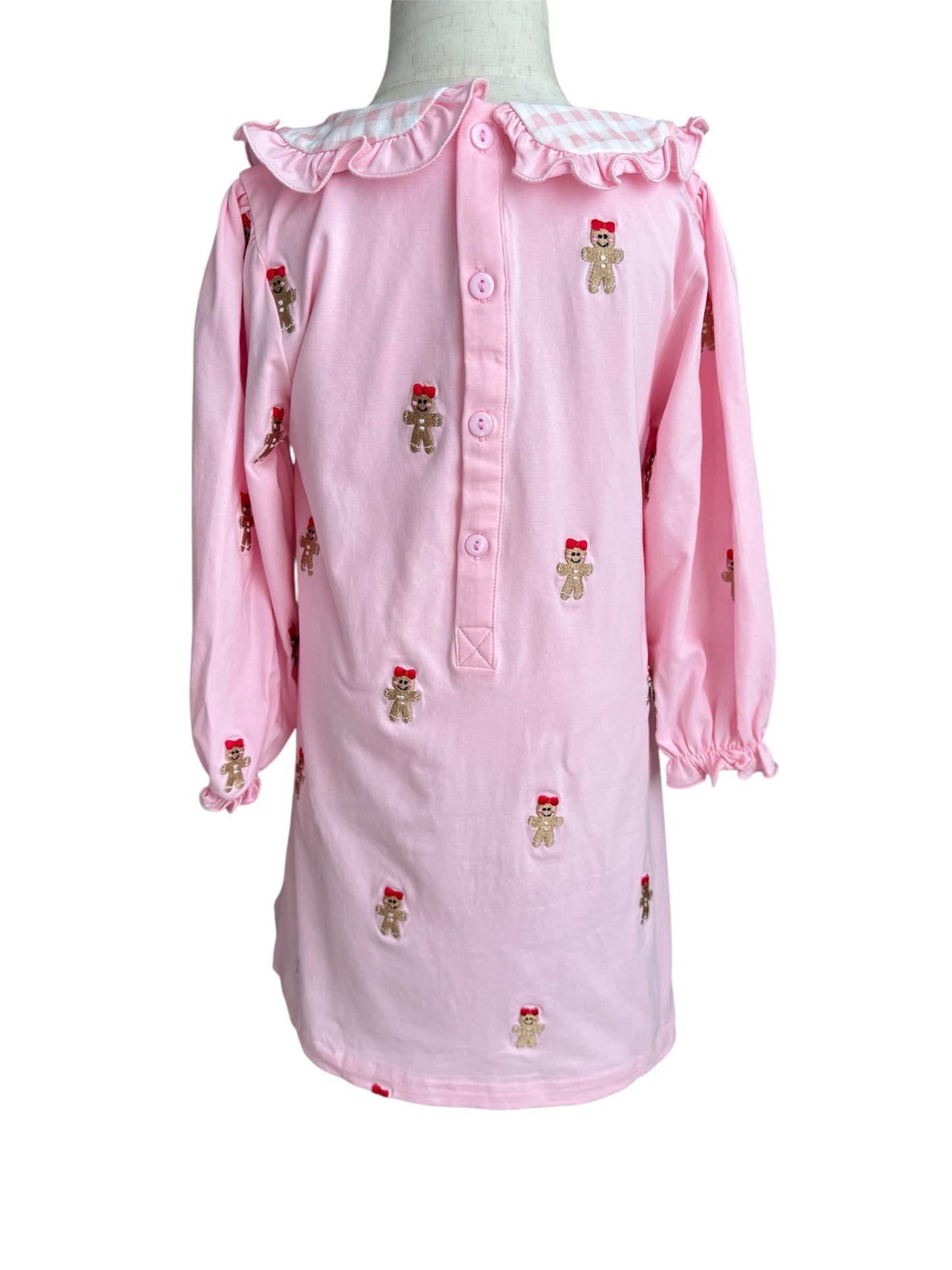 Girls Gingerbread Embroidered Dress | Holiday Outfit | Matching Sister Bubble Available
