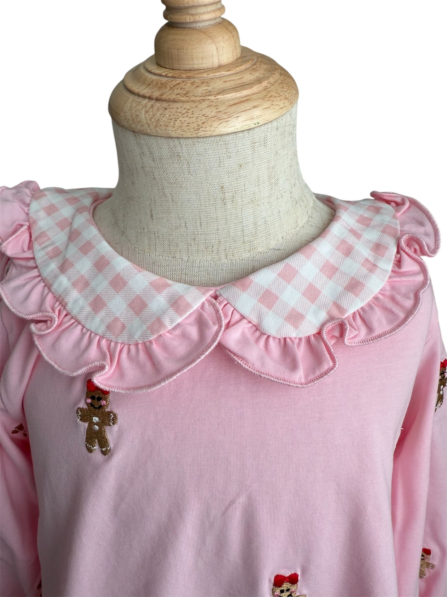 Girls Gingerbread Embroidered Dress | Holiday Outfit | Matching Sister Bubble Available