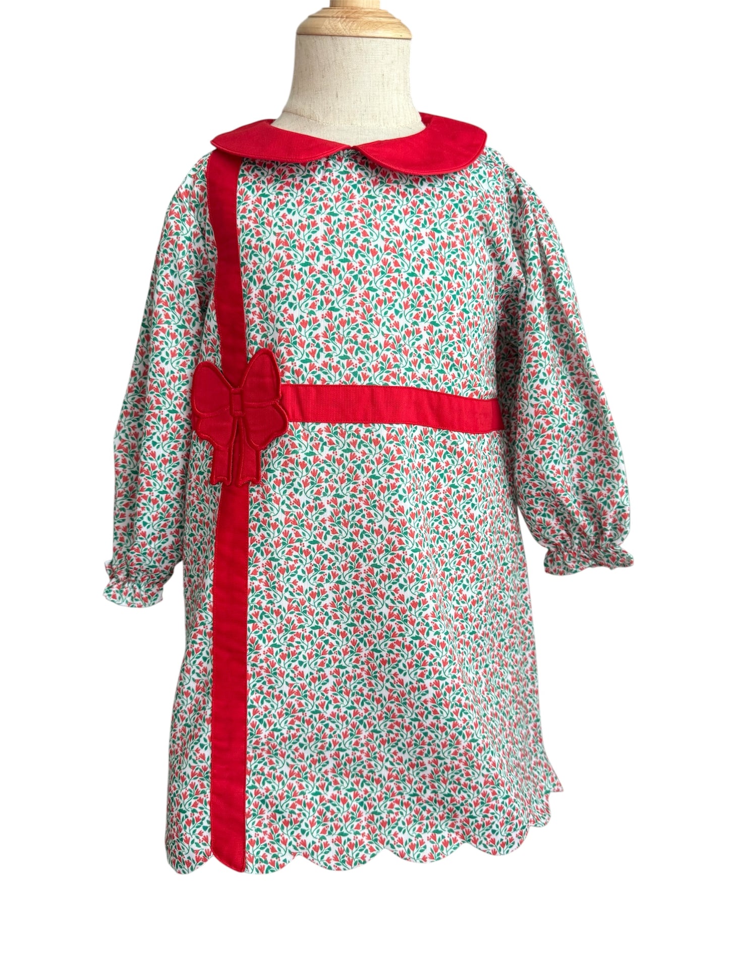 Girl’s Christmas Present Dress | Green & Red Holiday Sister Match Outfit