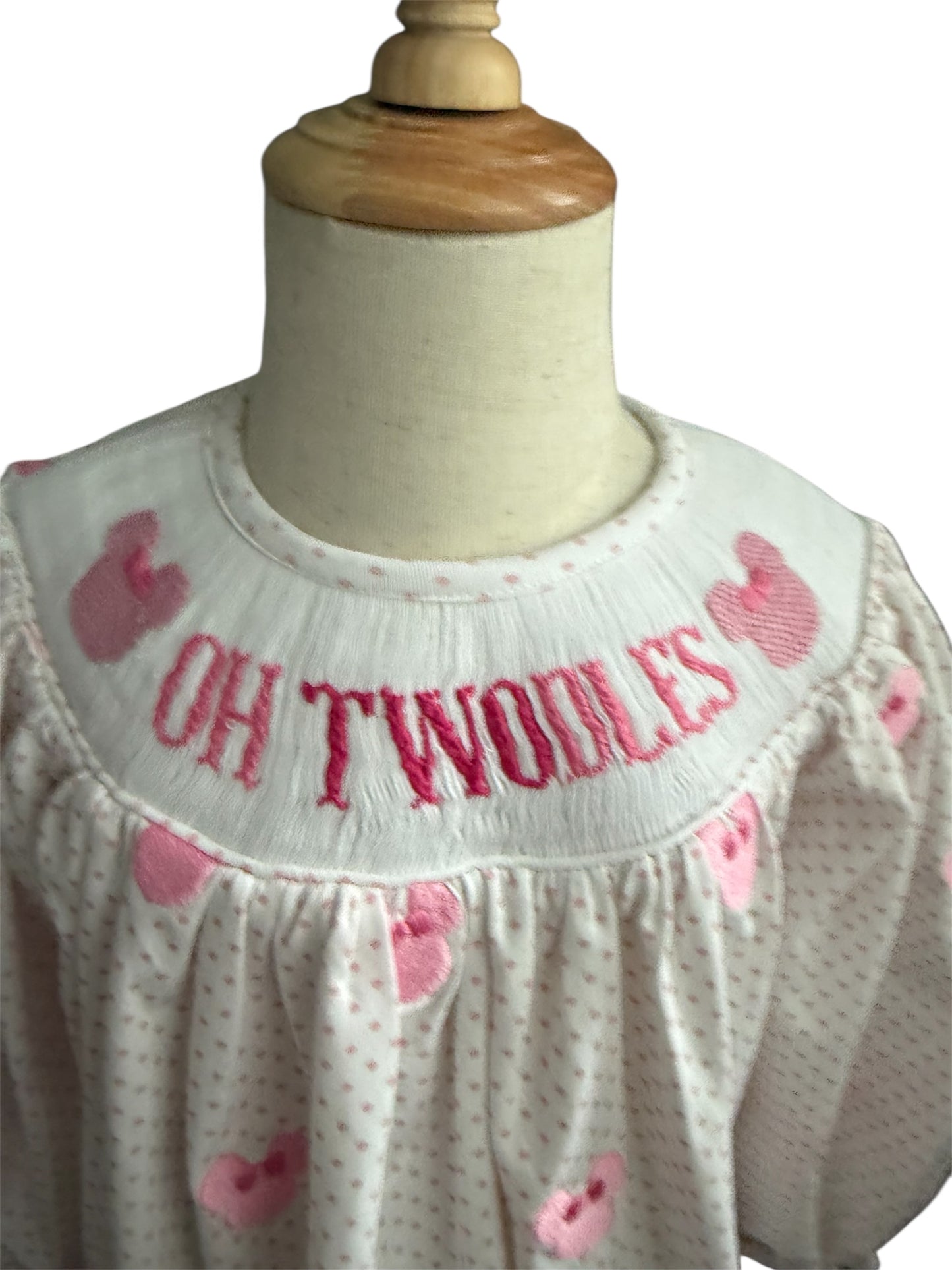 Oh Twodles Girls Hand Smocked Pink Polka Dot Birthday Dress