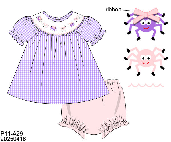 PREORDER-Smocked Smiley Spider Shorts Set