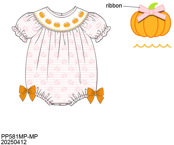 PREORDER-Smocked Pink Pumpkin Bubble