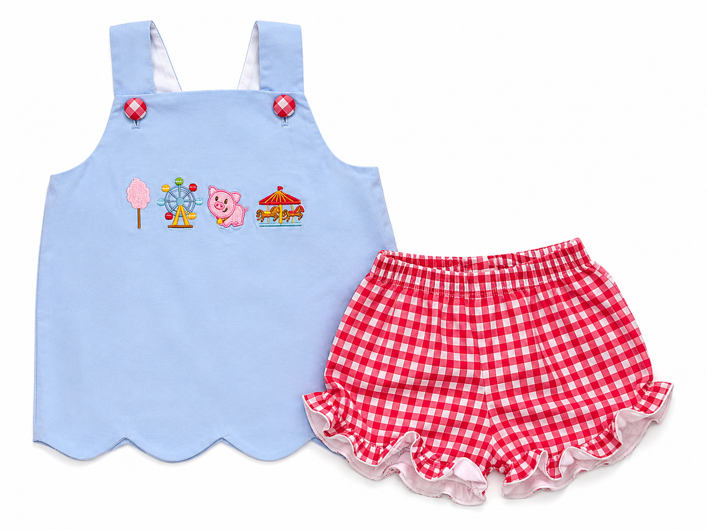 Girls Carnival Cutie Appliqué Swing Top & Gingham Short Set