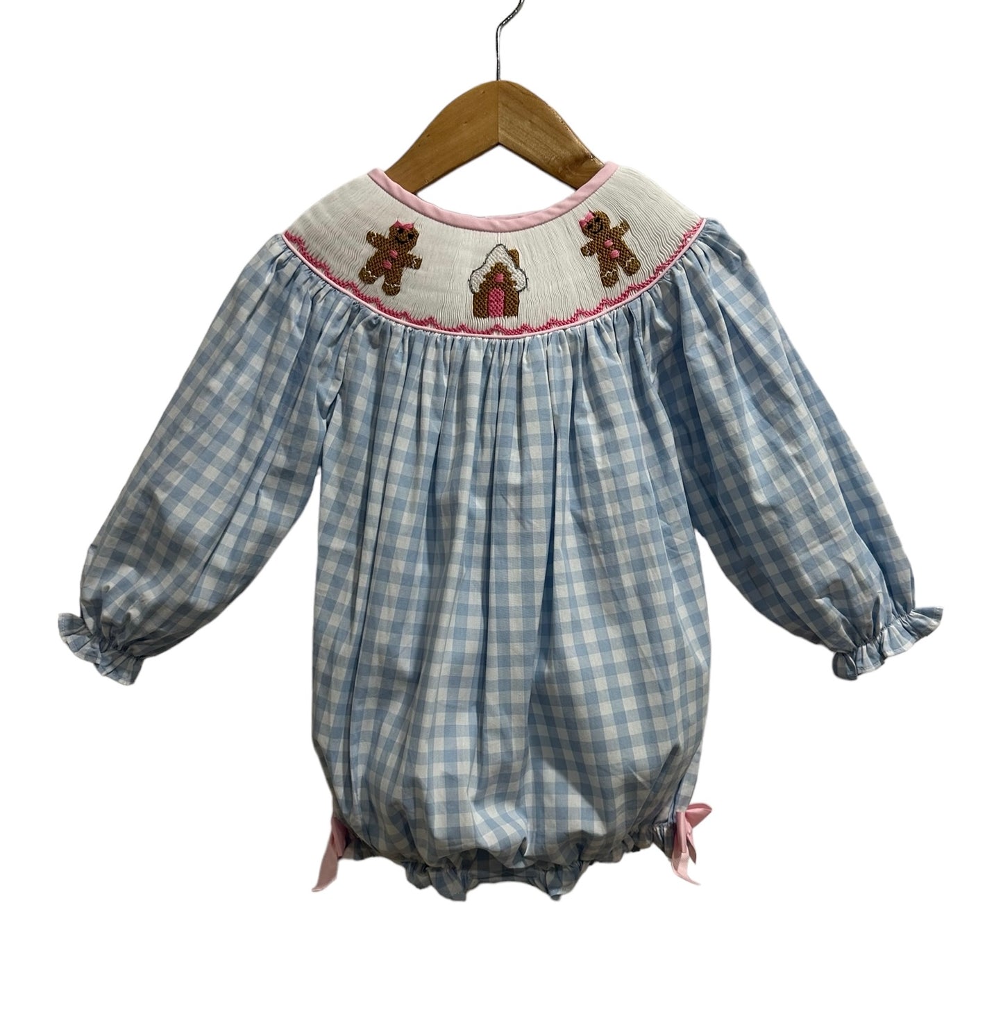 Gingerbread Girl's Christmas Smocked Bubble